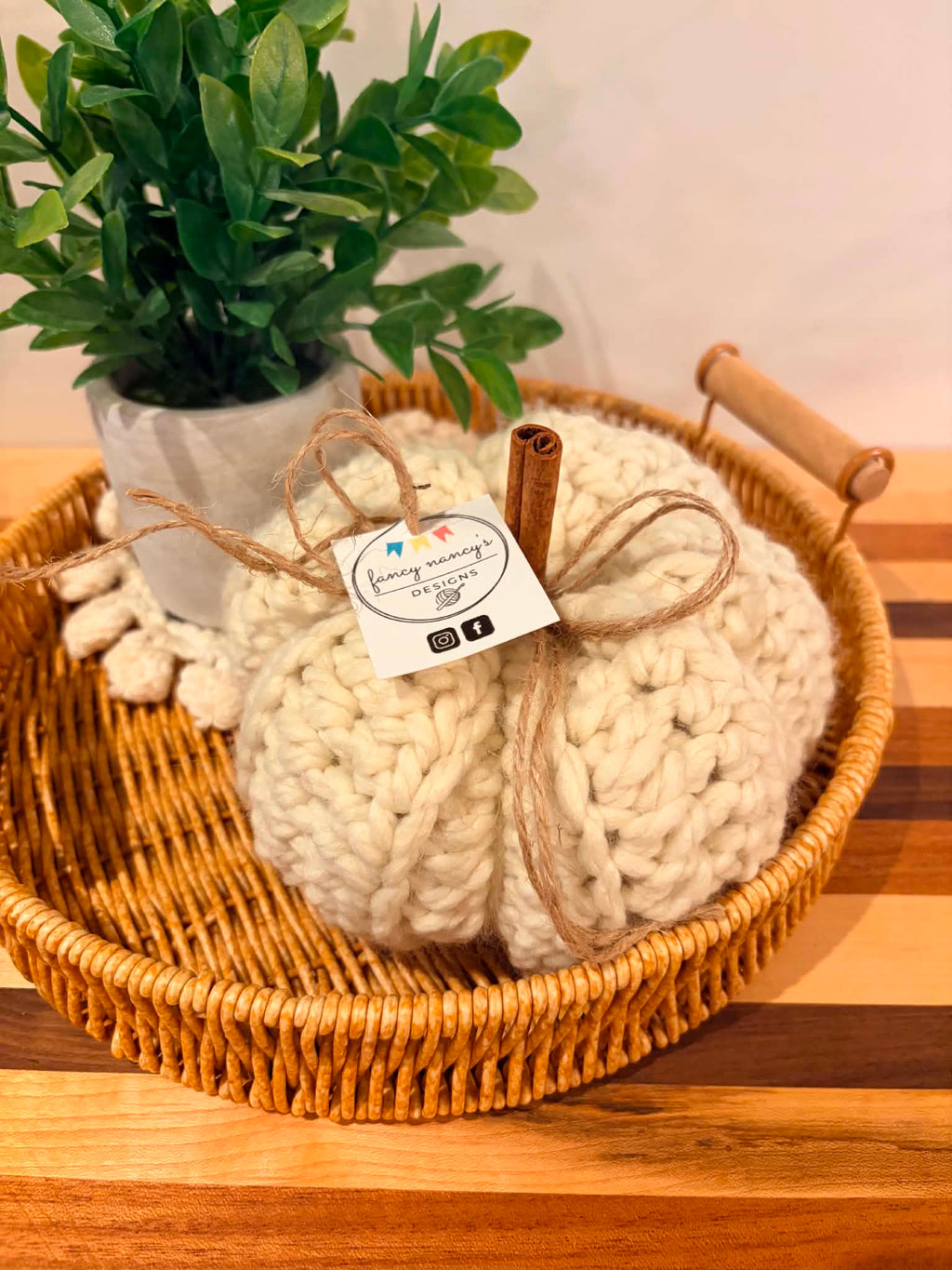 Handmade crochet pumpkin