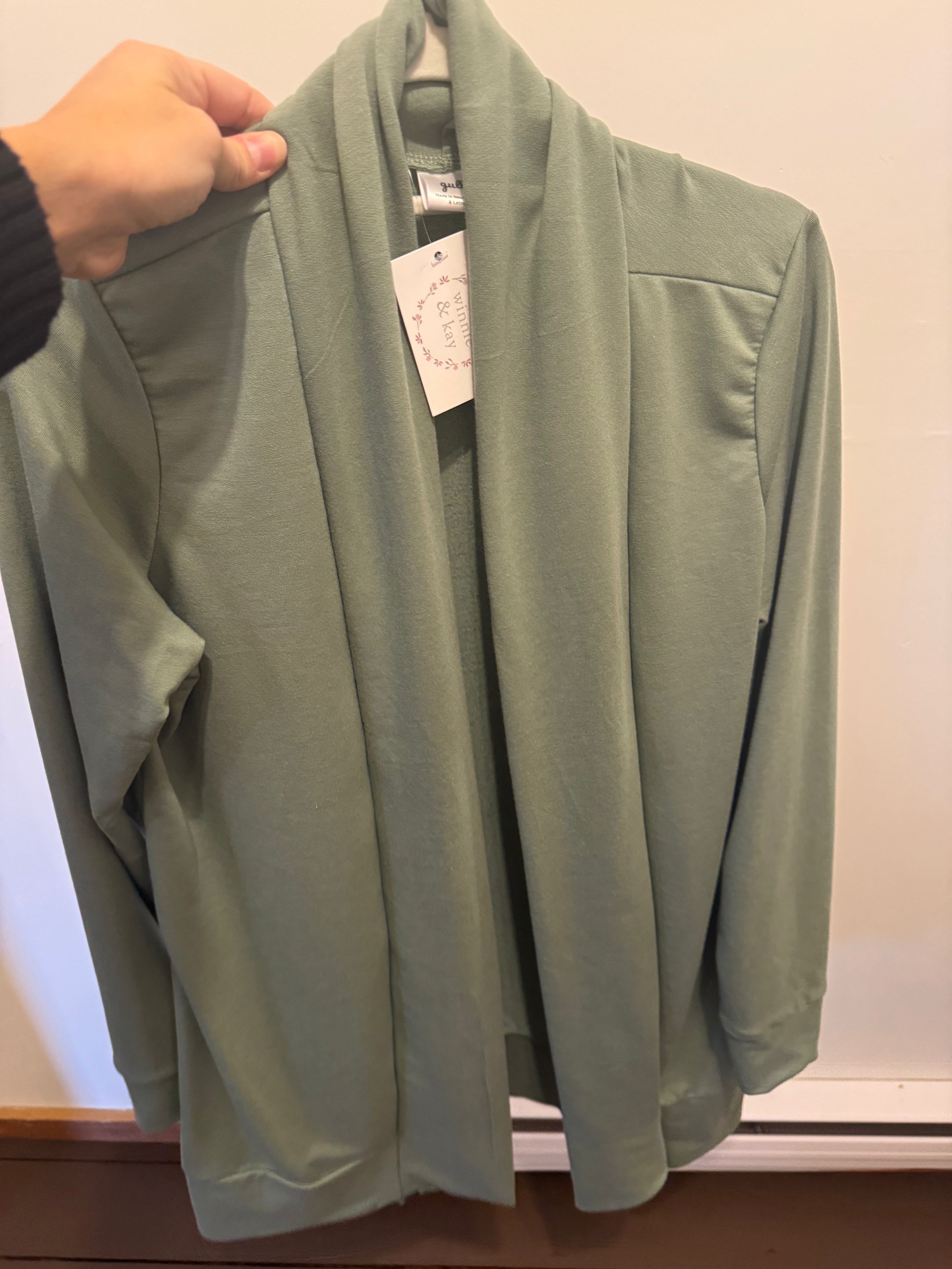 Gully Designs Bamboo Terry Cardigan - Sage Meadow
