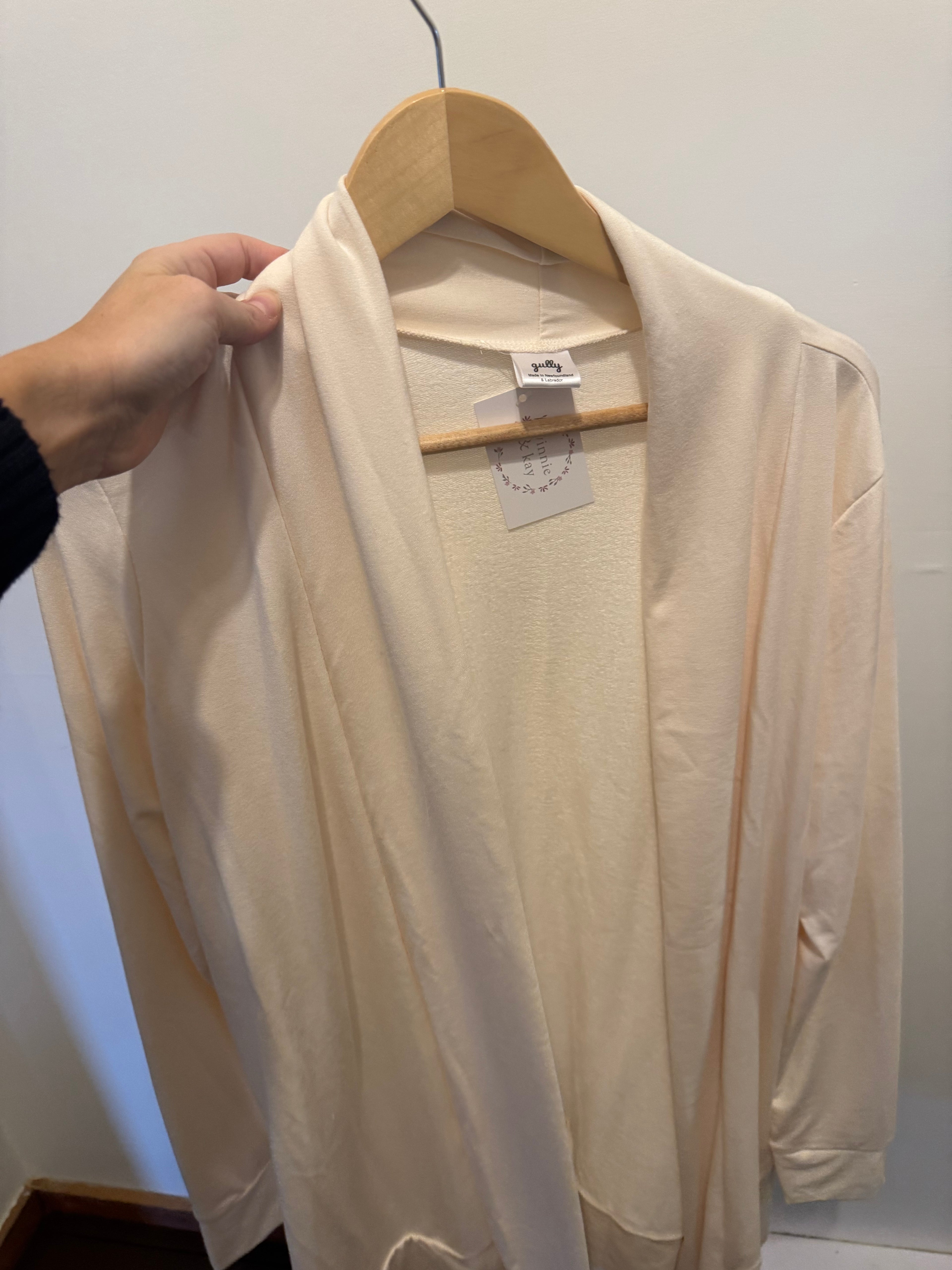 Gully Designs Bamboo Terry Cardigan - Soft Cream