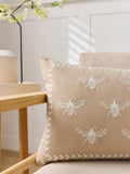Linen Honeybee Pillow Cover 18x18 | Beige