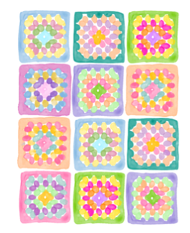 Watercolor Grannysqaures Fine Art Print