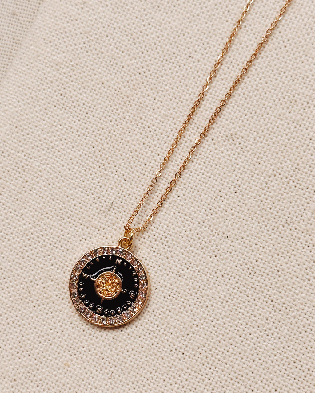 Double Sided Gold Compass Necklace
