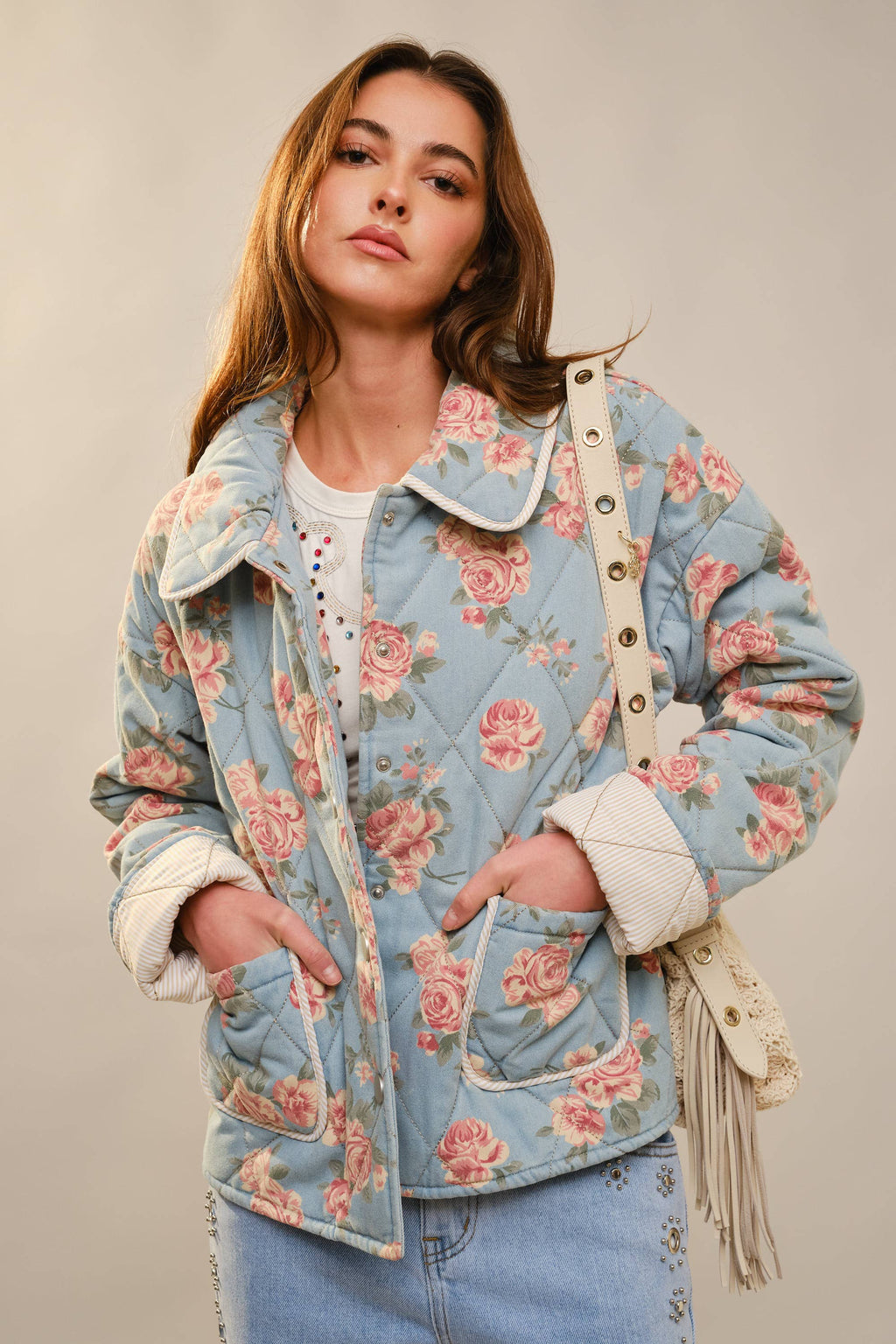 Flower Print Quilted Jacket