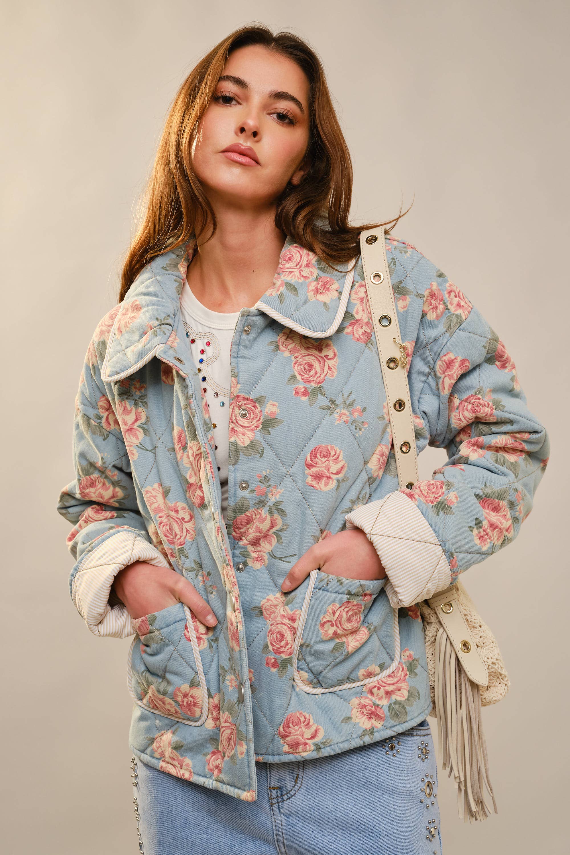 Flower Print Quilted Jacket