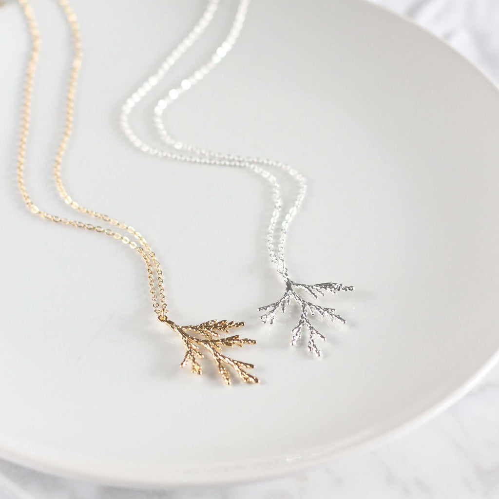 Juniper Branch Necklace: Silver