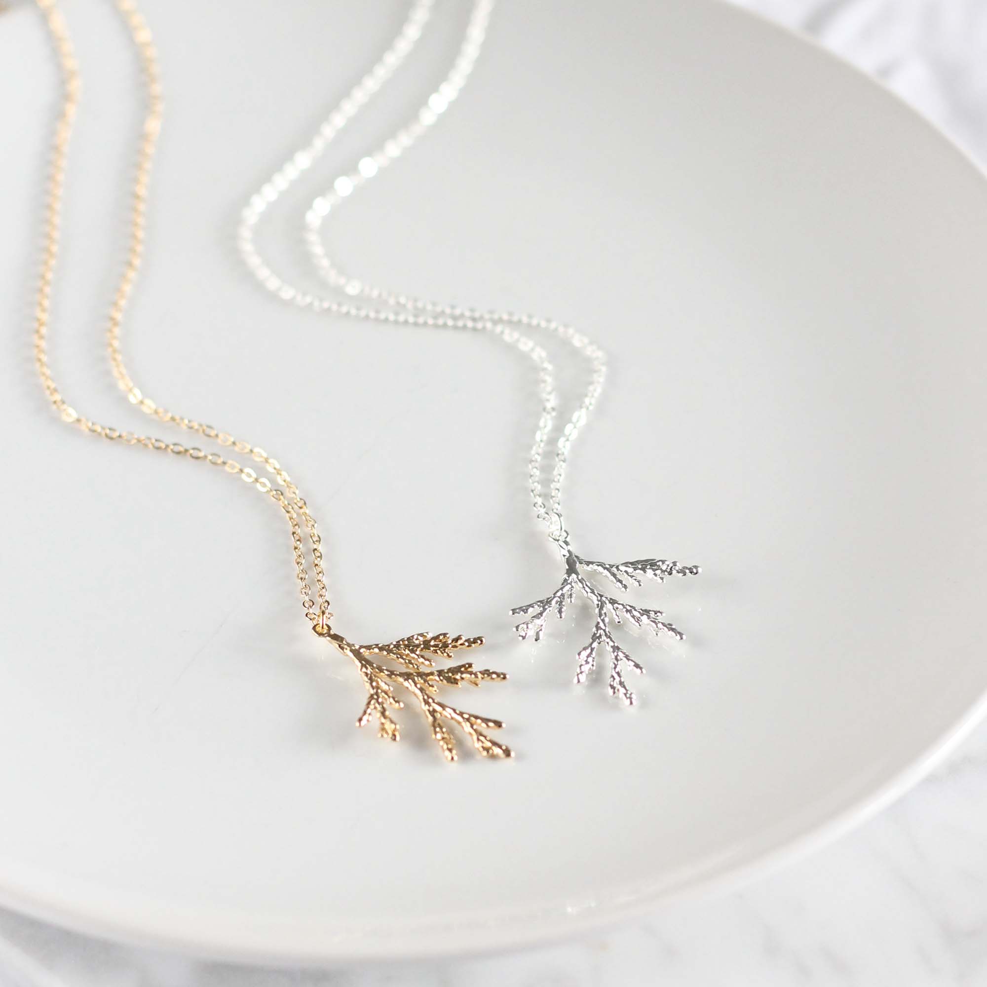 Juniper Branch Necklace: Silver