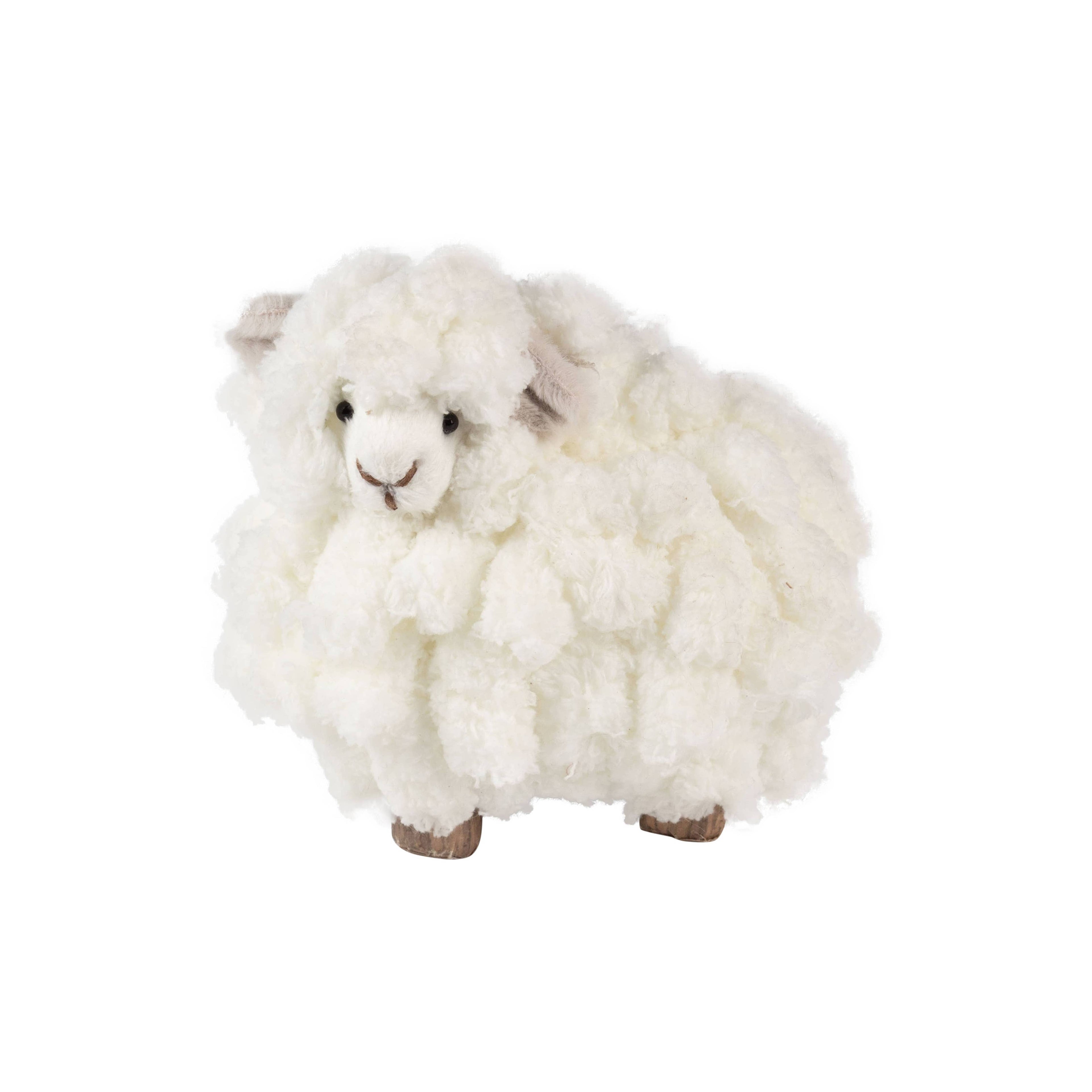 A64452: White looped plush covered sheep table piece,5in