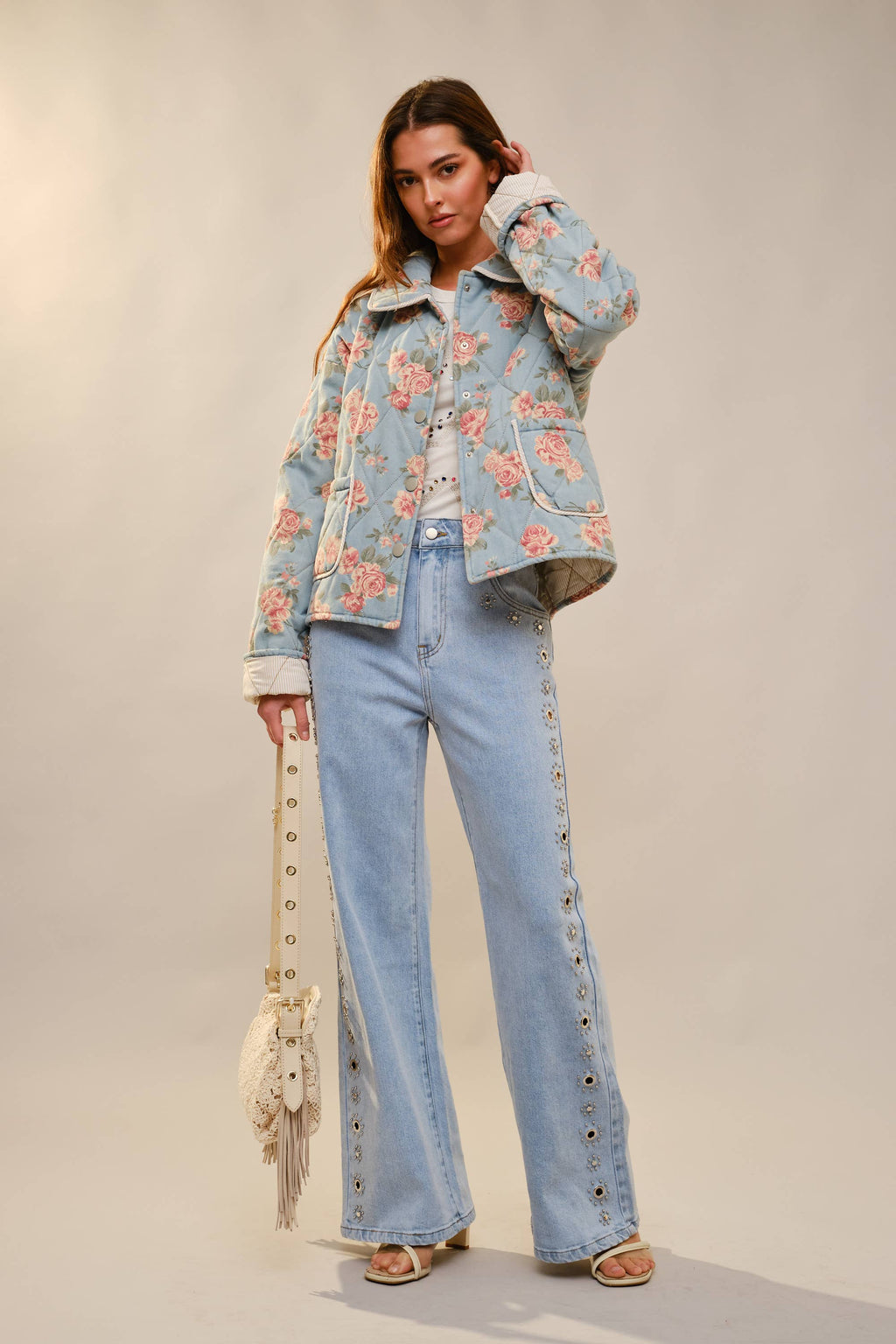 Flower Print Quilted Jacket