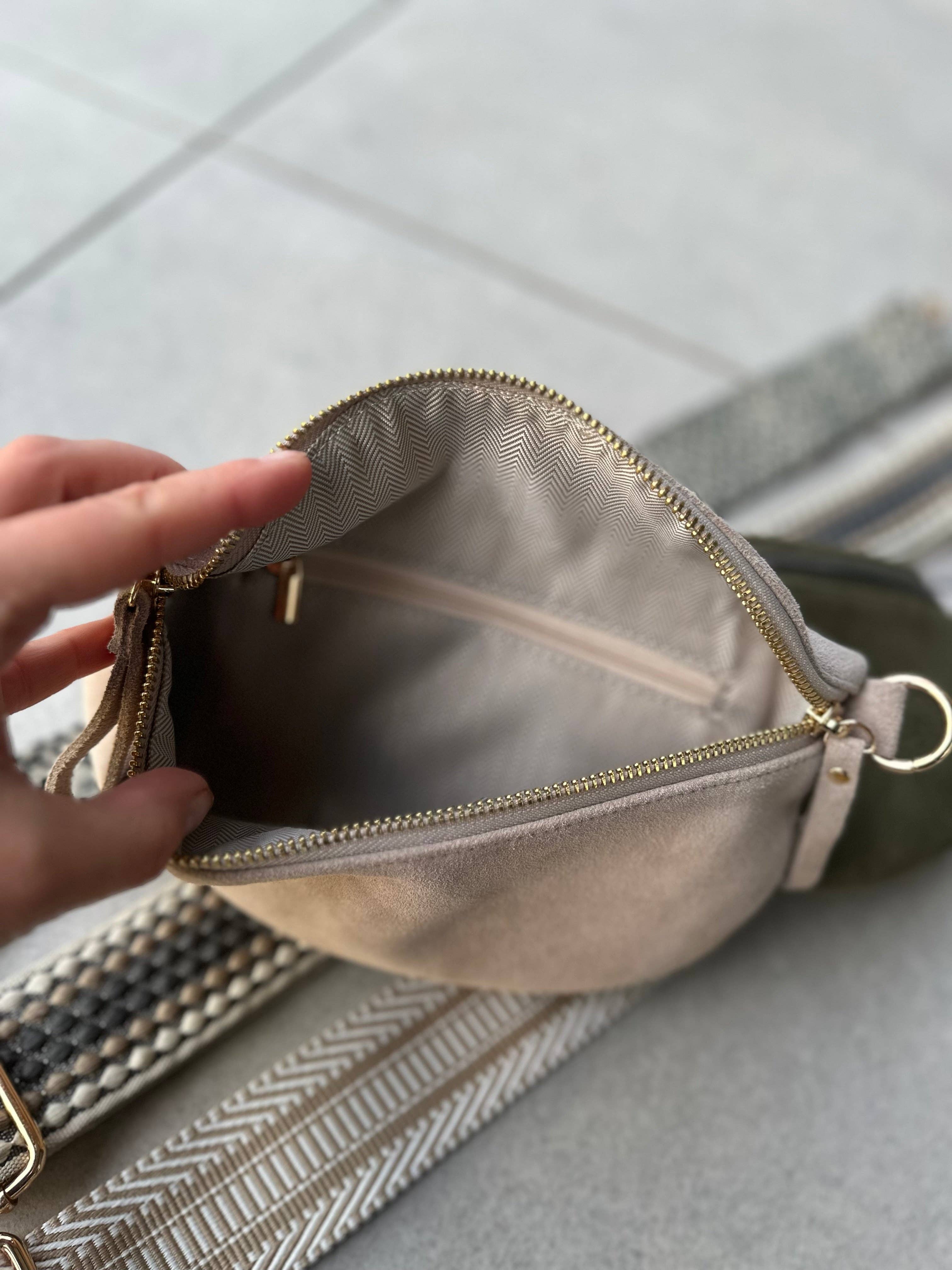 Suede bone crossbody bag