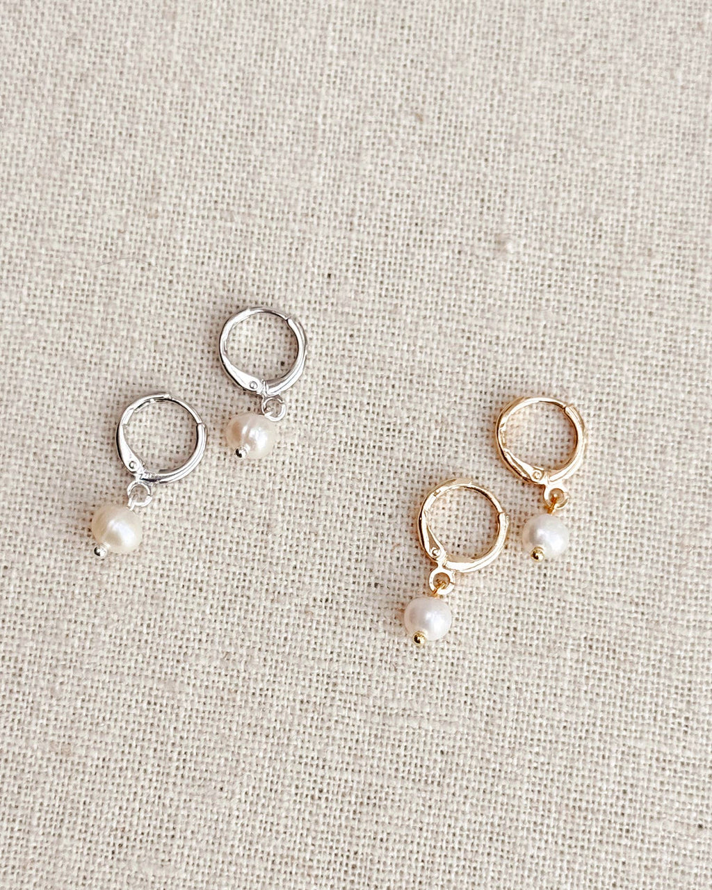 Mini Pearl Huggie Hoop Earrings