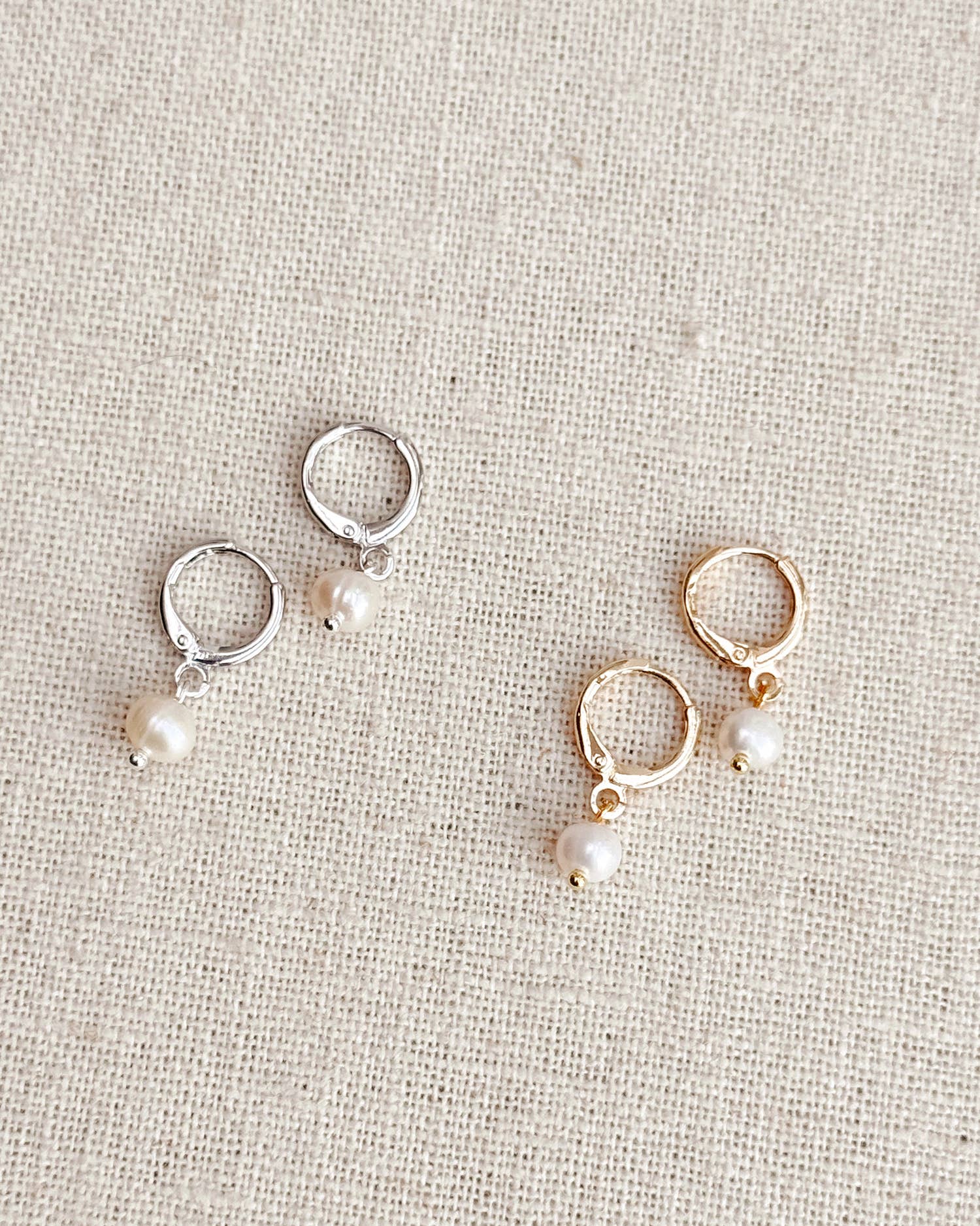 Mini Pearl Huggie Hoop Earrings