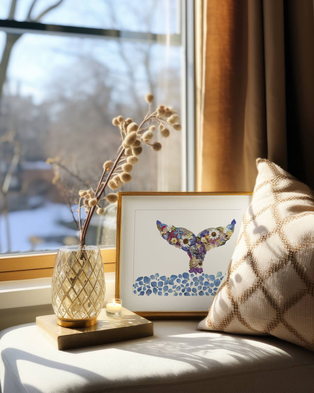 Whale Tail Pressed Flower Print 8x10
