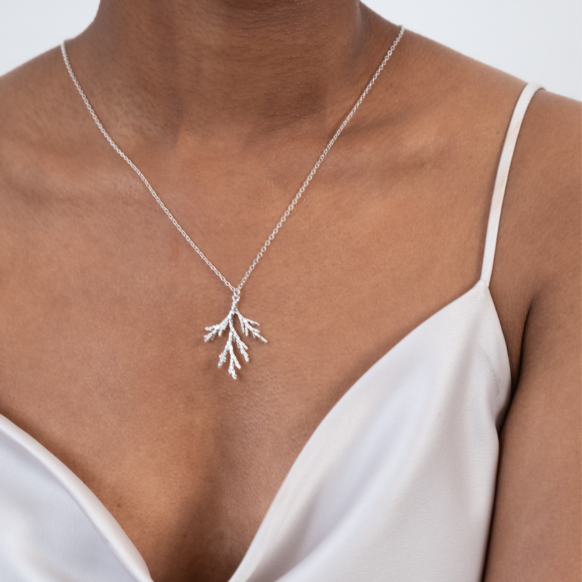 Juniper Branch Necklace: Silver