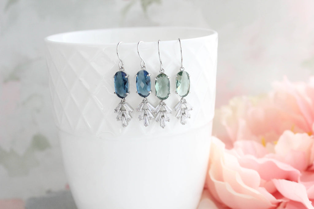 Art Deco Earrings | Sea Green