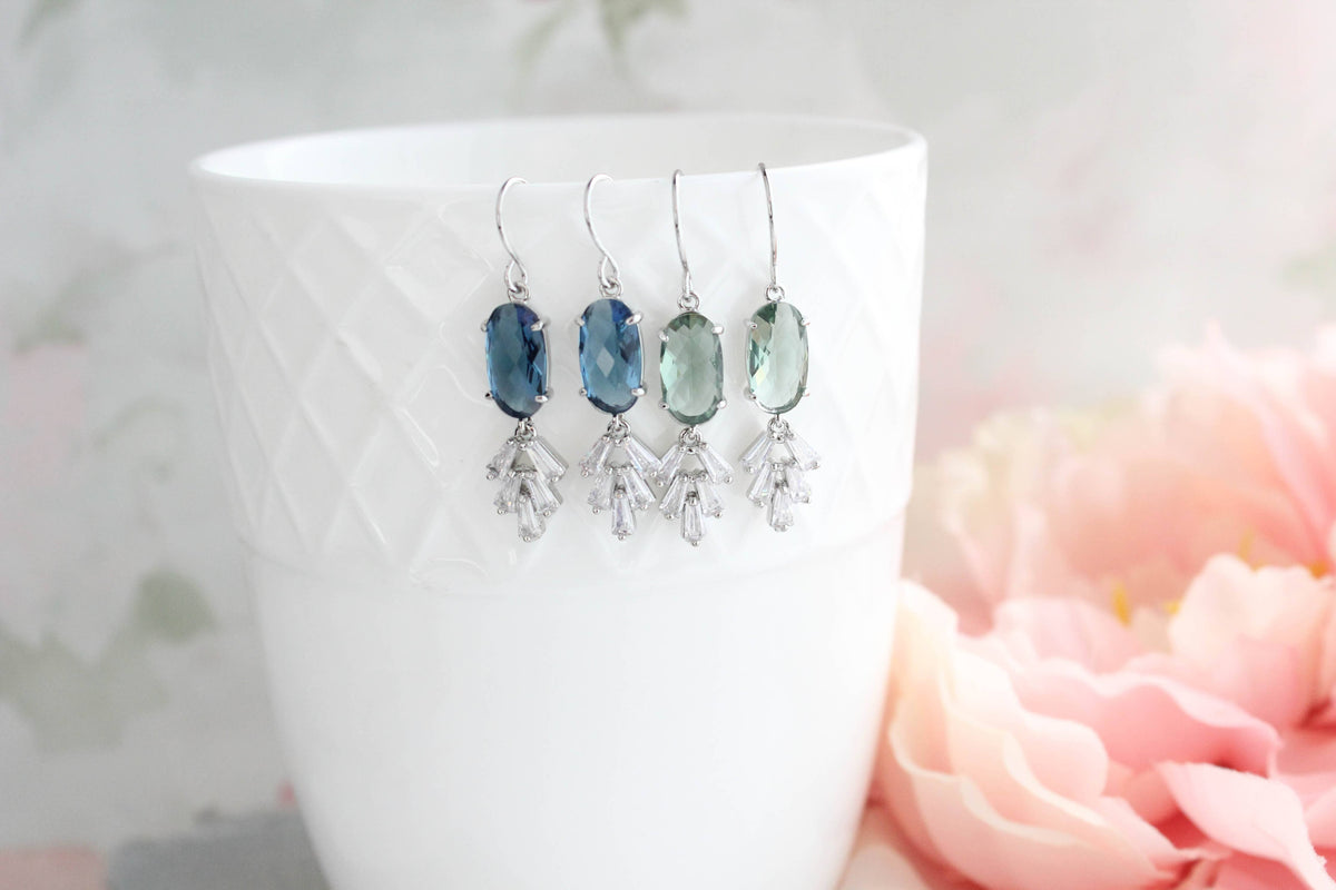 Art Deco Earrings | Sea Green