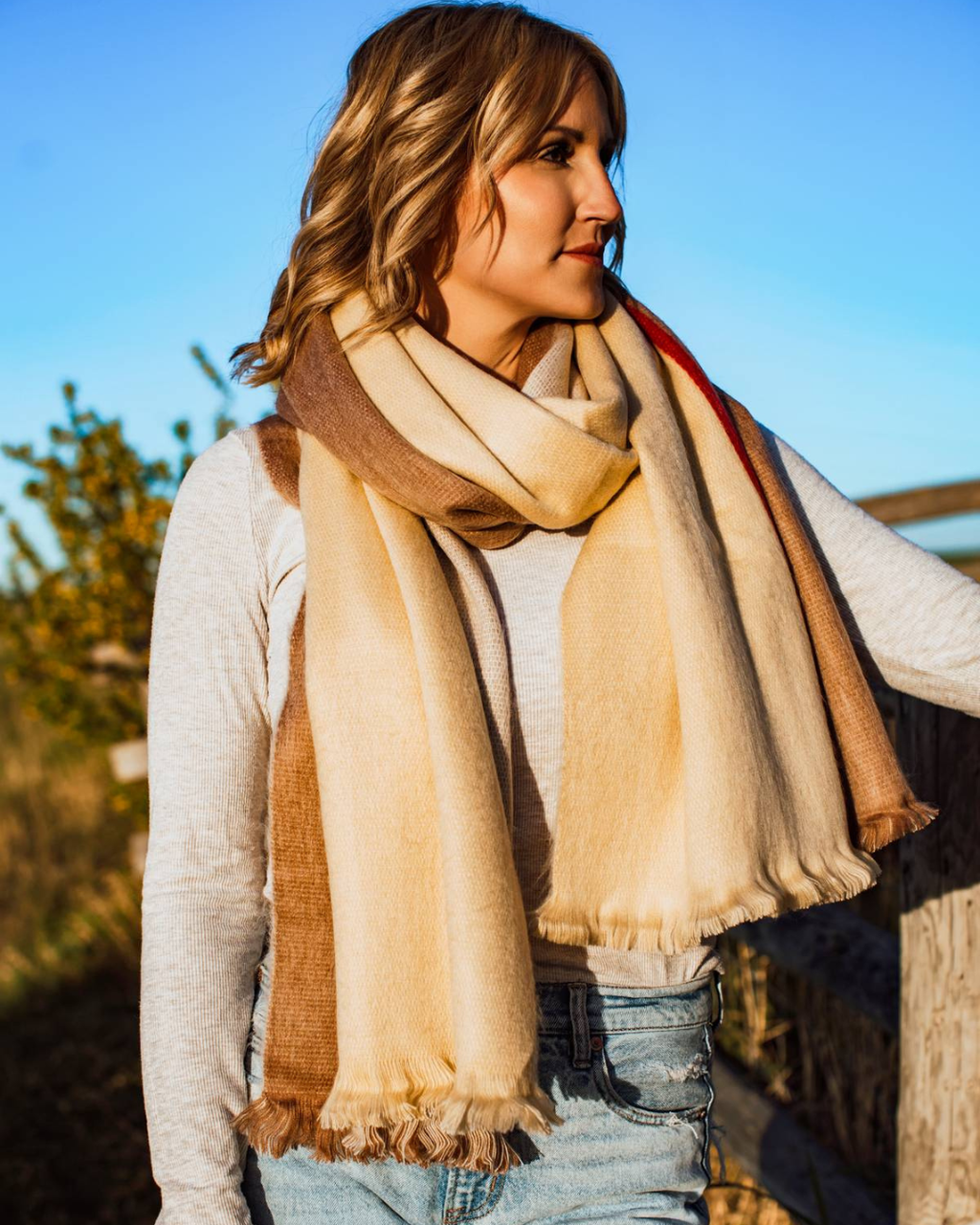 Crimson Sand Fusion Alpaca Blanket Scarf