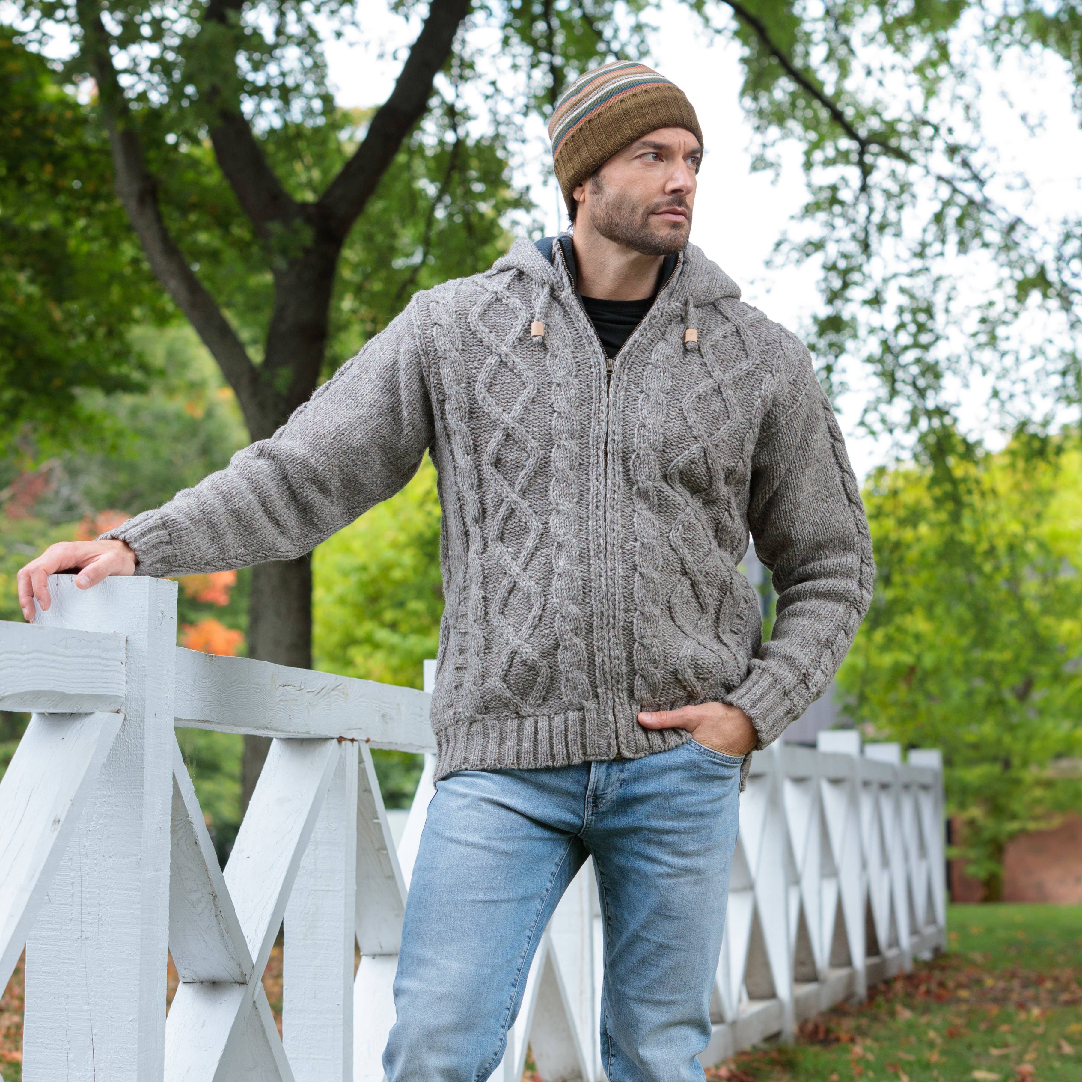 Ronan Wool Sweater with Full Zip and Cable Knit