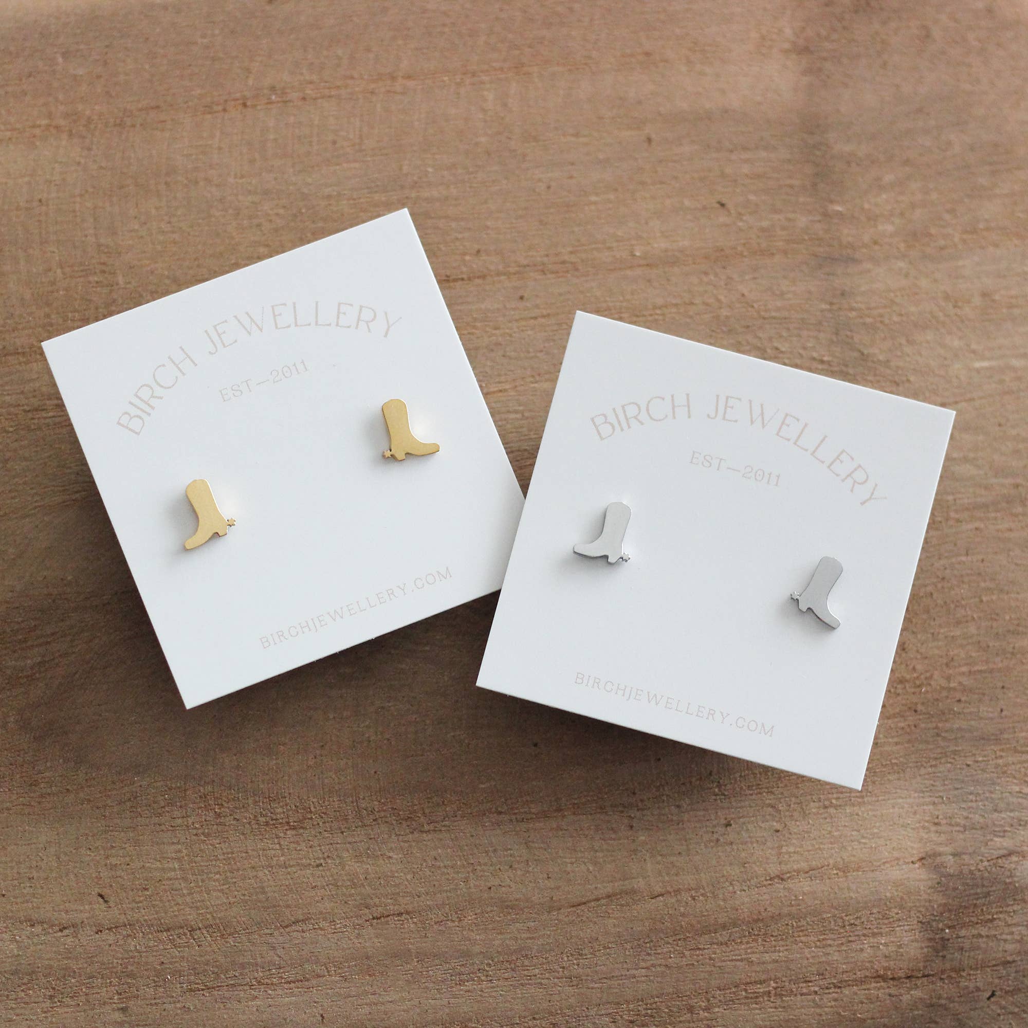 Mini Cowboy Boot Earrings (Silver)