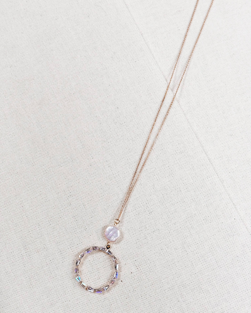 Gold Cubic Zirconia Freshwater Coin Pearl Bridal Necklace