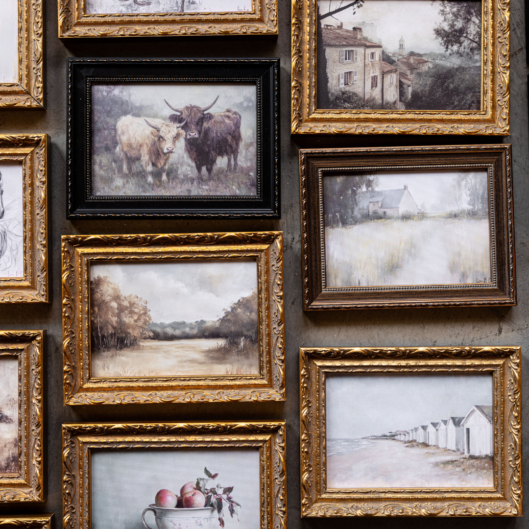 Highland Cow Herd | French Brass Inspired Framed Art