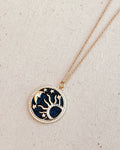 Gold Celestial Sun and Moon CZ Pendant Necklace