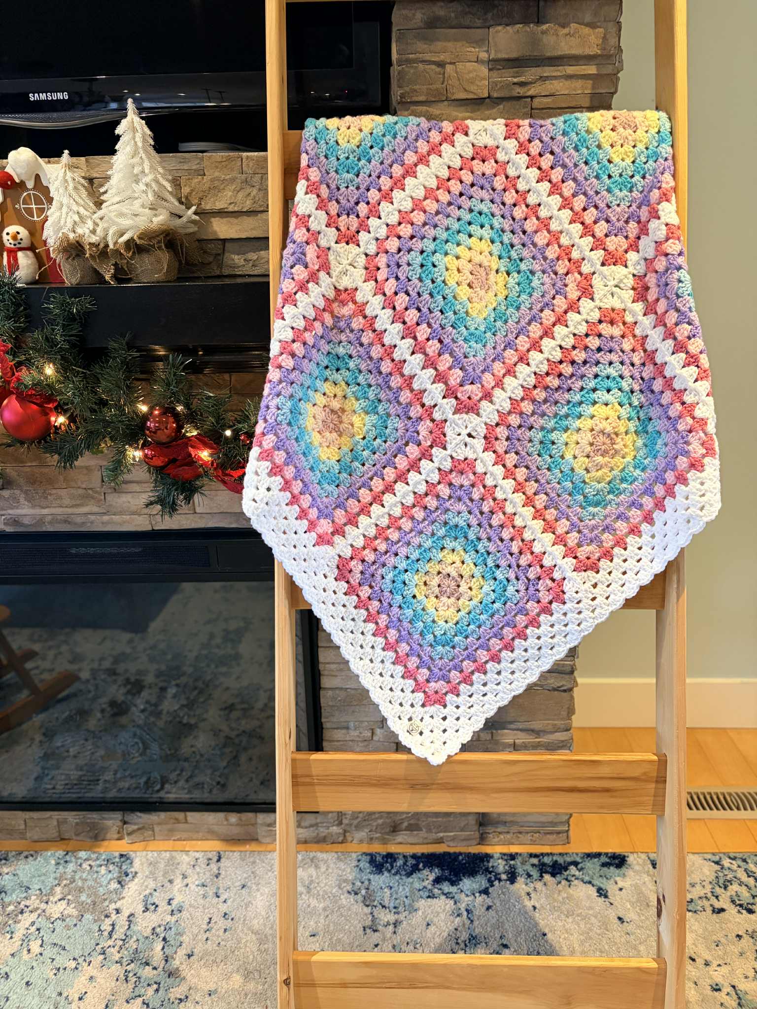 Handmade Crochet Rainbow Blanket