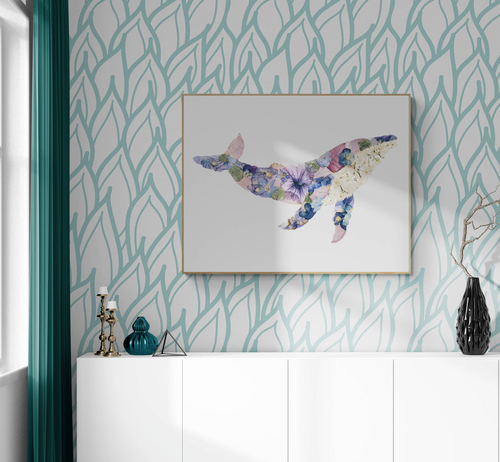 Humpback Whale Print | Pressed Flower Art