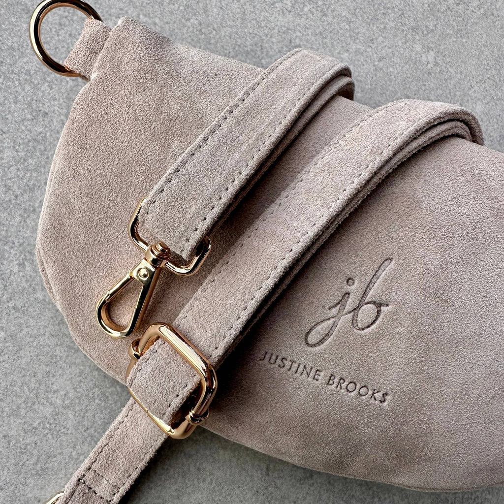Suede bone crossbody bag