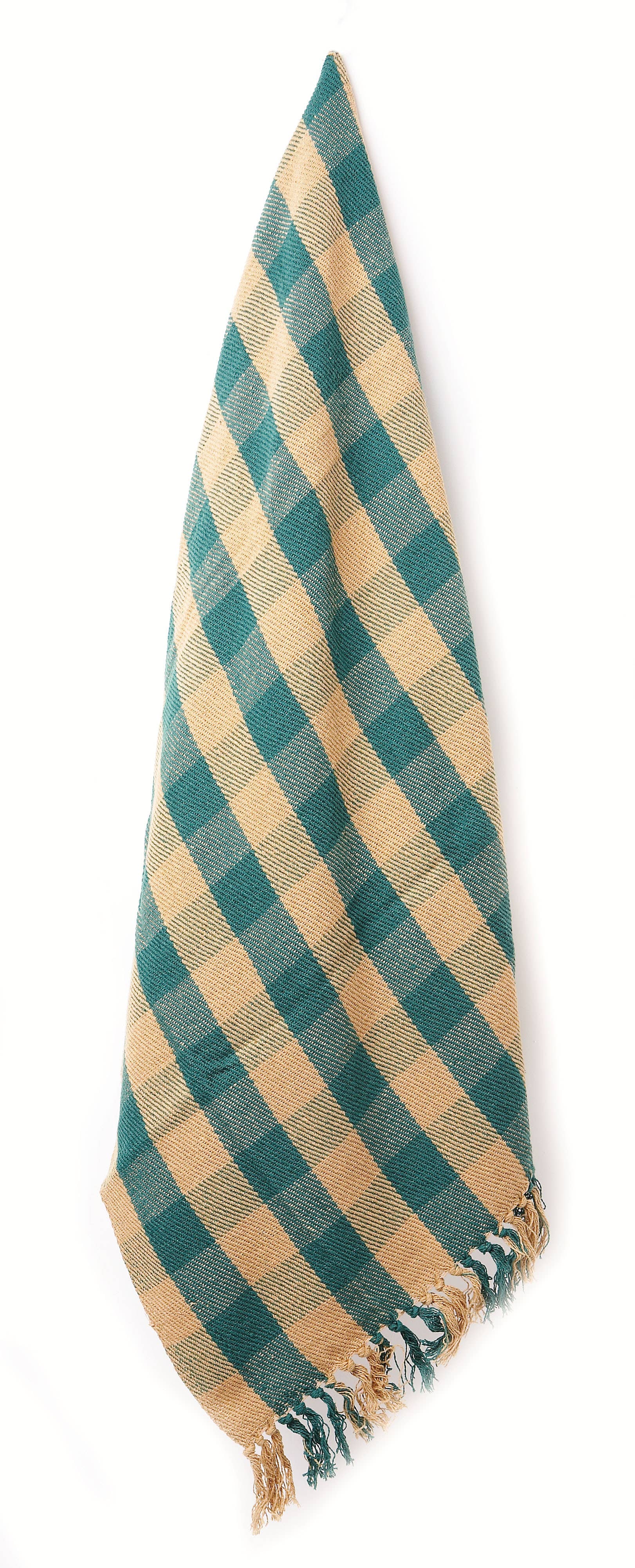 Cotton Throw - Green Check