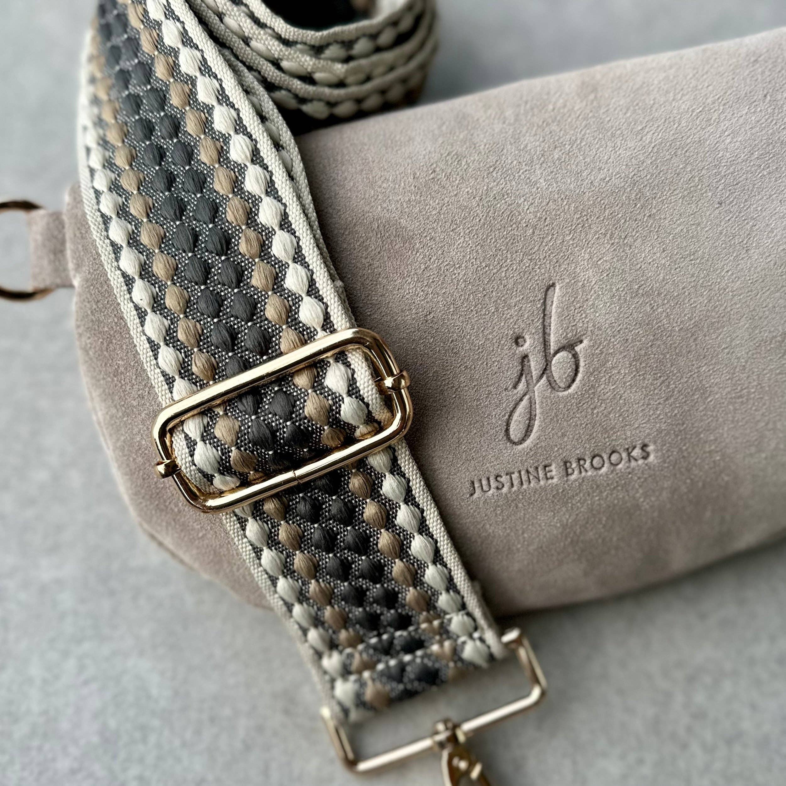 Suede bone crossbody bag