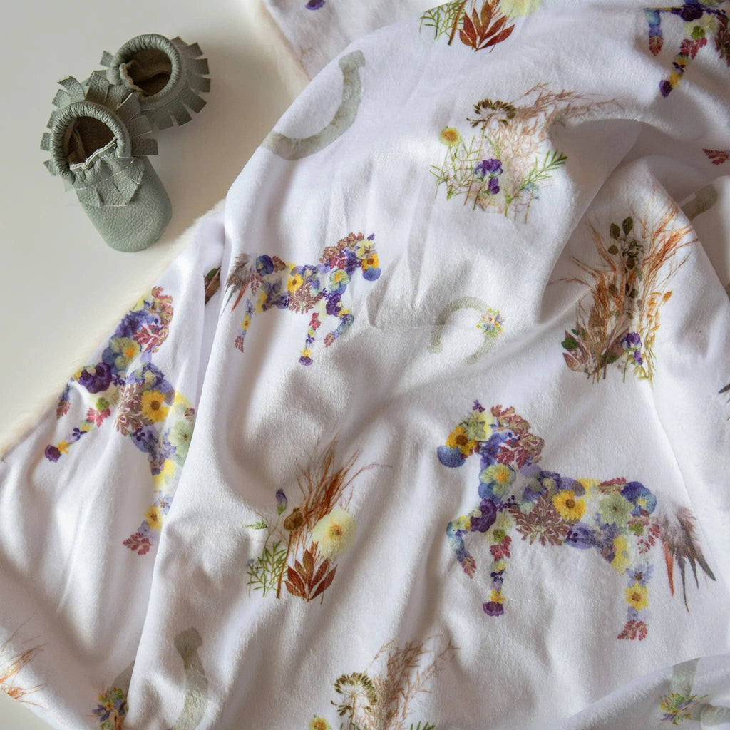 Wild Horses Minky Baby Blanket