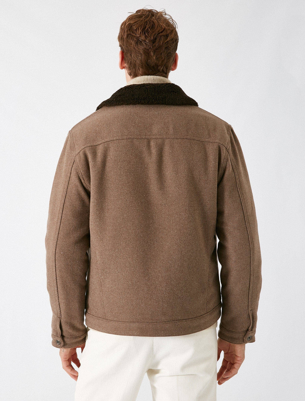 Sherpa Lined Trucker Jacket in Mink