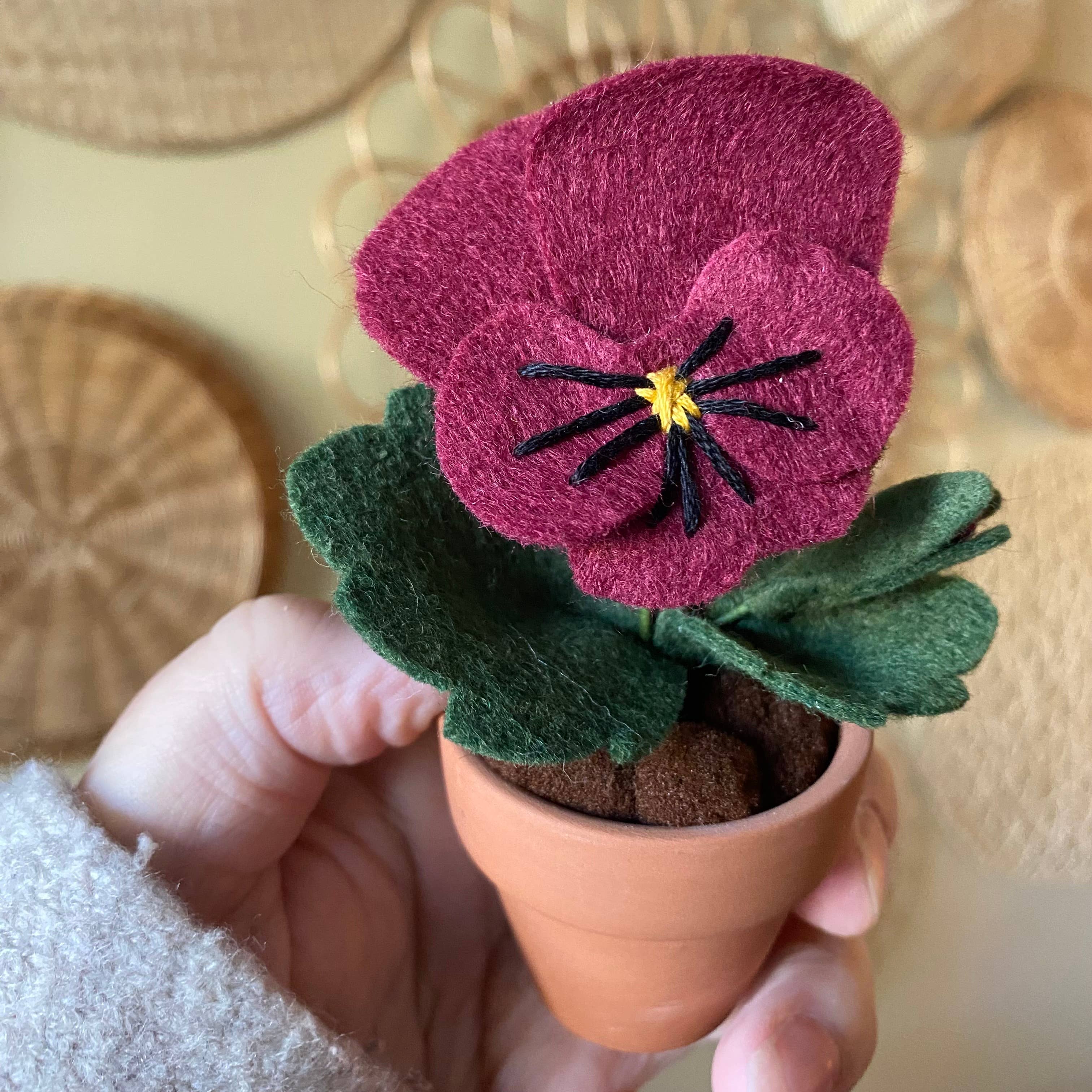 Pansy Felt Forever Flower: Purple/Yellow