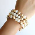 Stretch Bracelet | Layered Gold & Ivory Beads