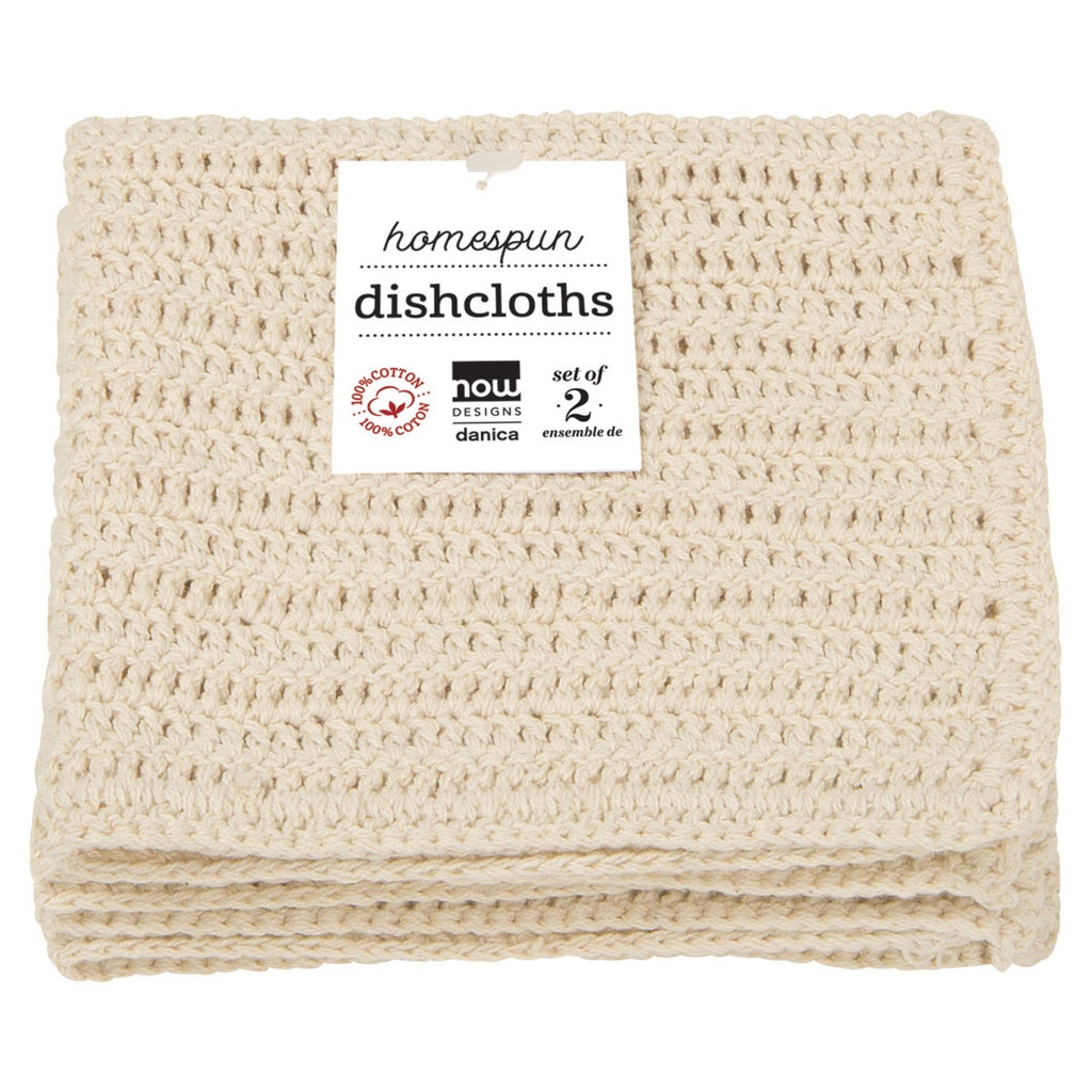 Homespun Natural Crocheted Dishcloths Set of 2