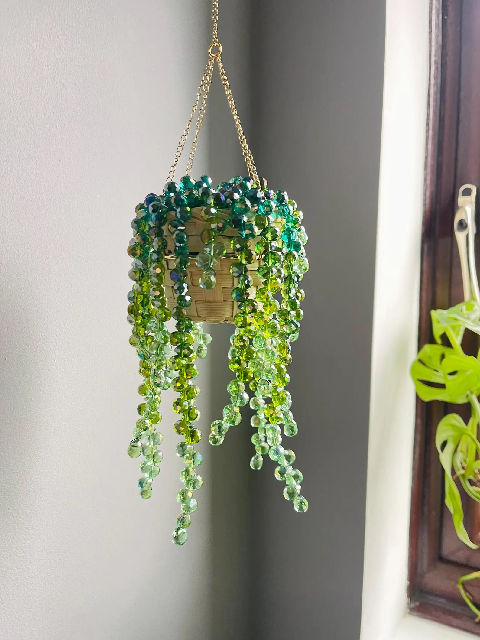 Large Beaded Hanging Succulent