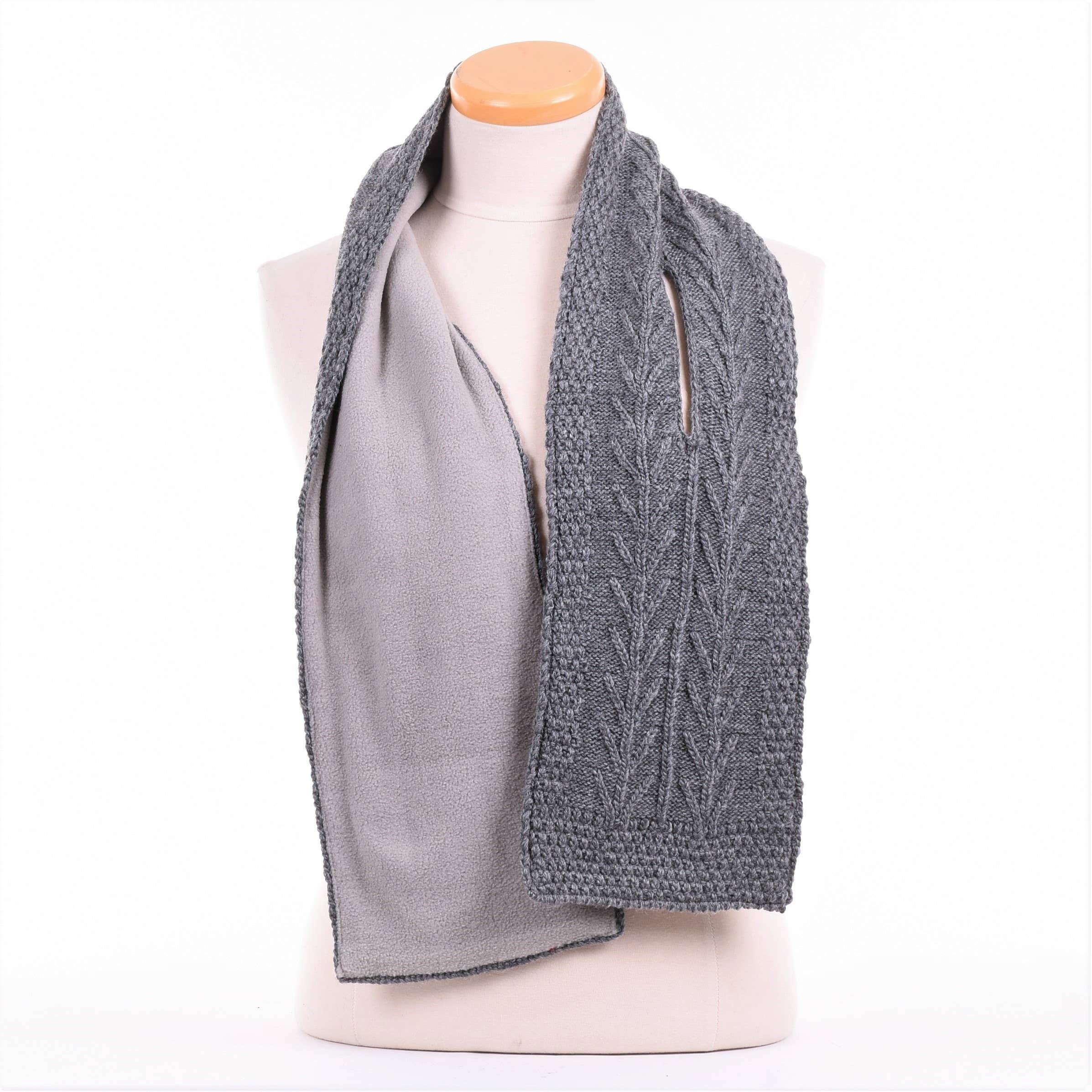 Willow Fleece lined Wool Knit Scarf: Peony