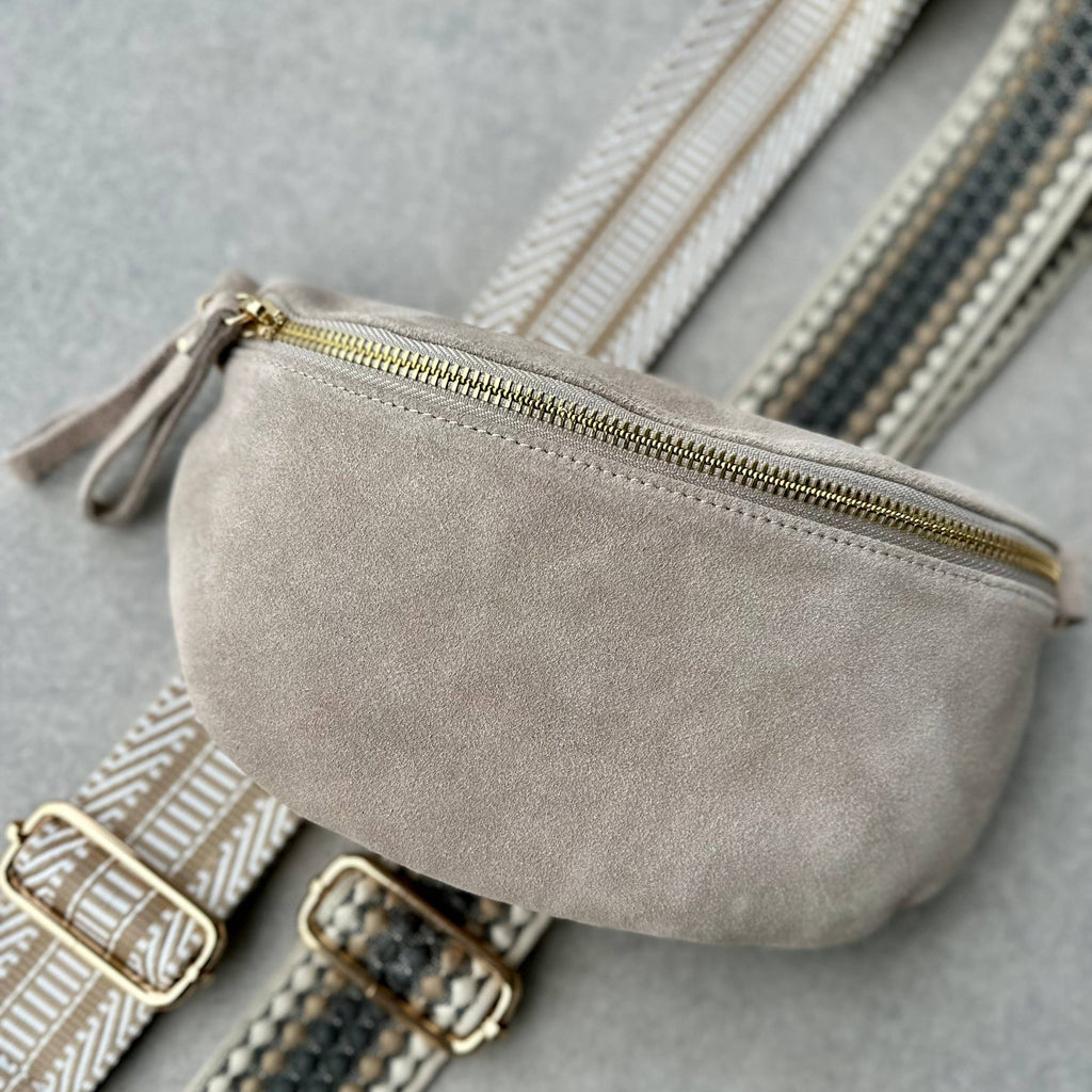 Suede bone crossbody bag