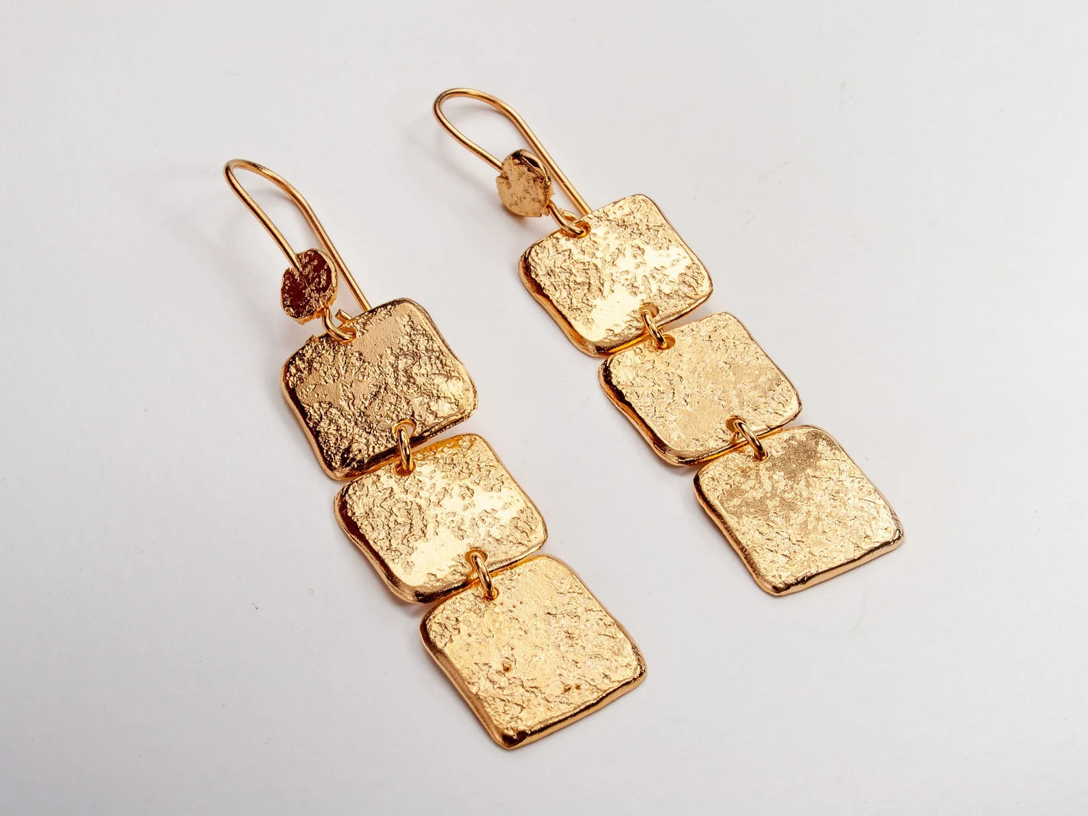 Brass Earrings Embossed with Dogberry Leaves