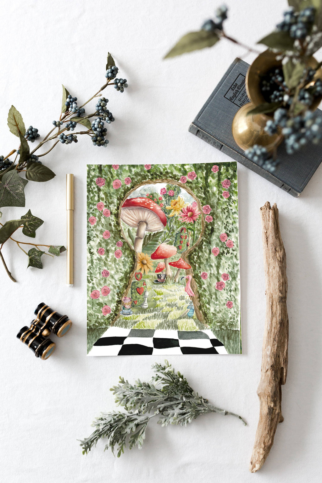 Alice in Wonderland Rosebush Print