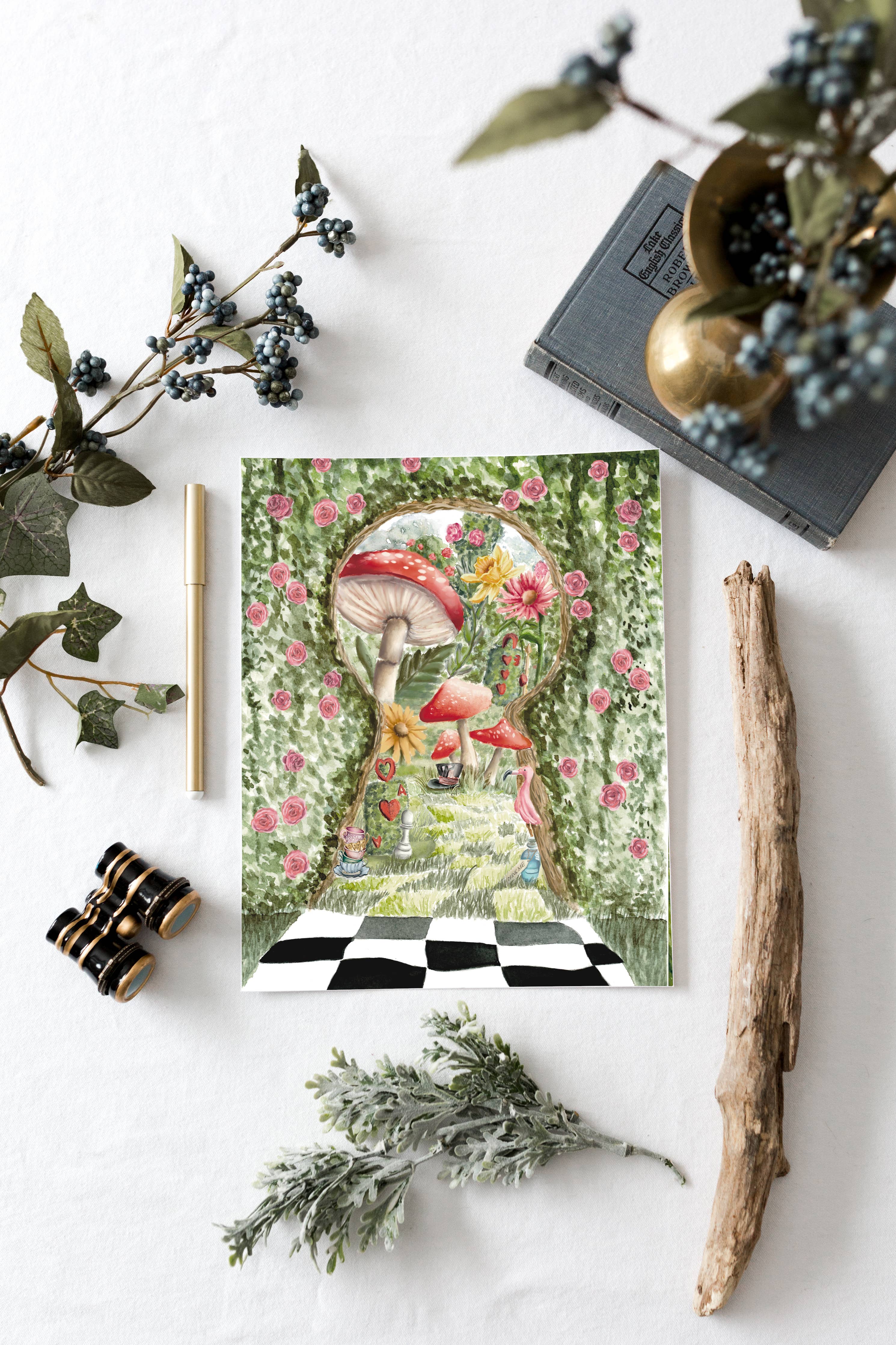 Alice in Wonderland Rosebush Print