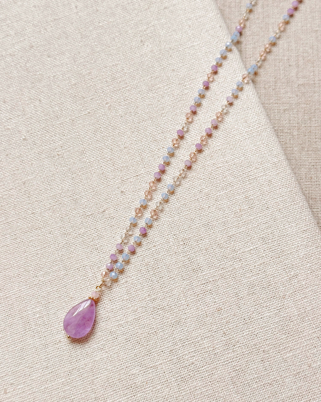 Gold Lilac Amethyst Chain Necklace