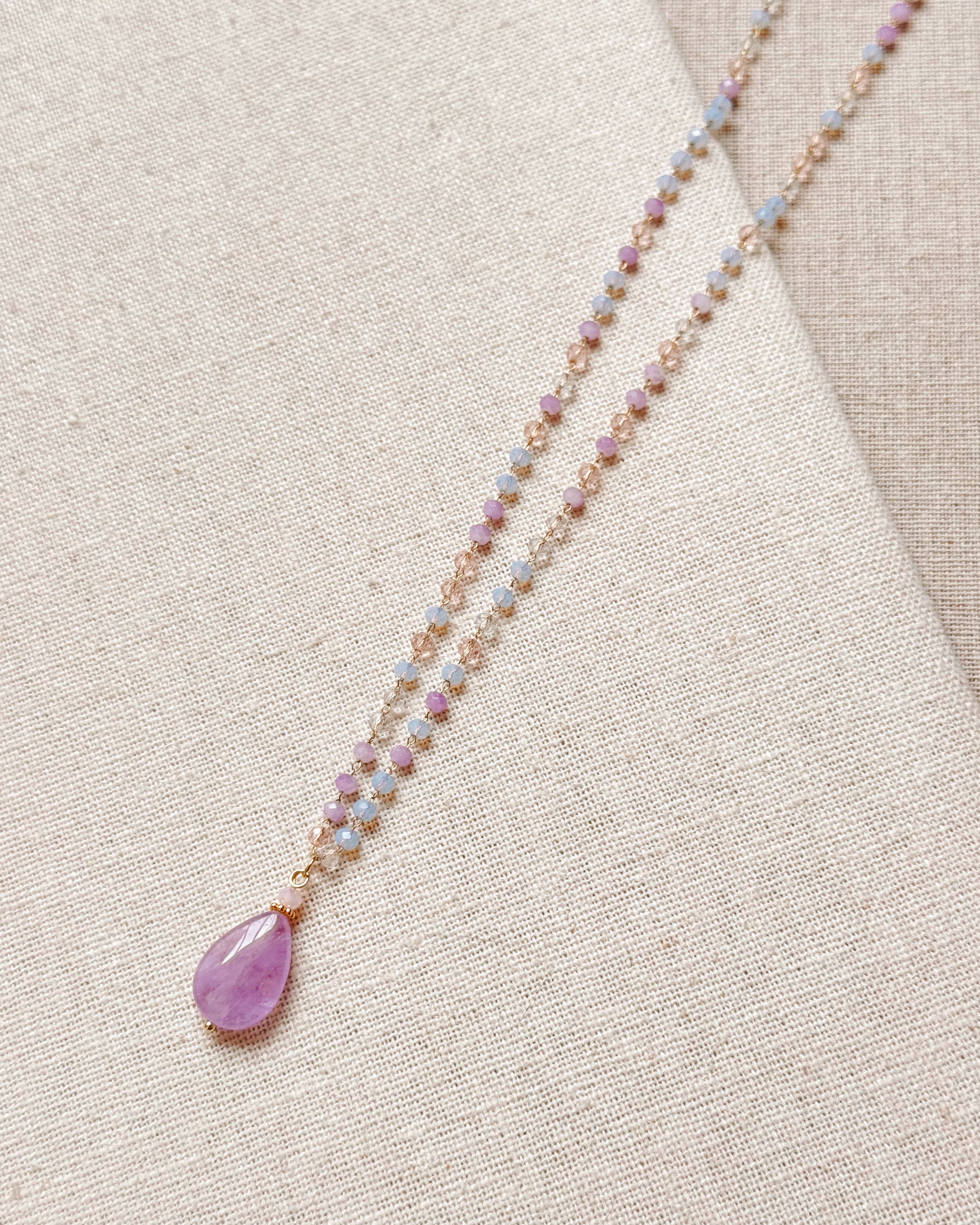 Gold Lilac Amethyst Chain Necklace