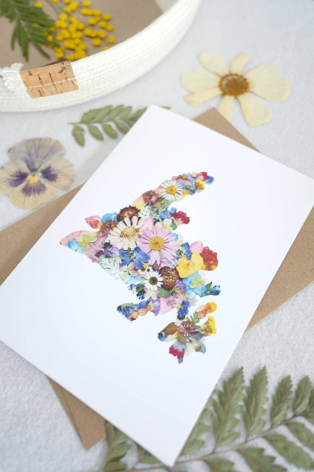Newfoundland Pressed Flower Map, Everyday Large Card