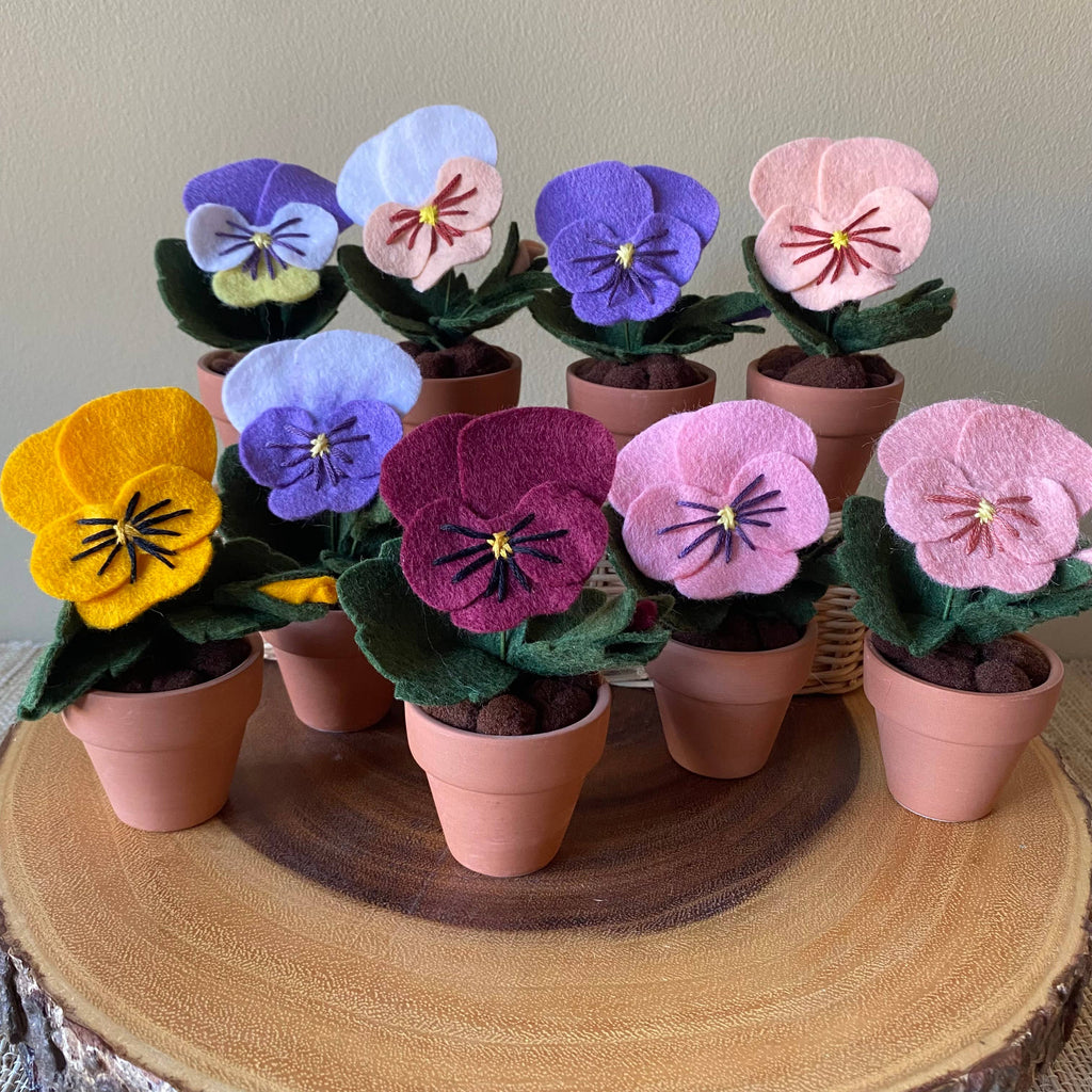 Pansy Felt Forever Flower: Purple/Yellow