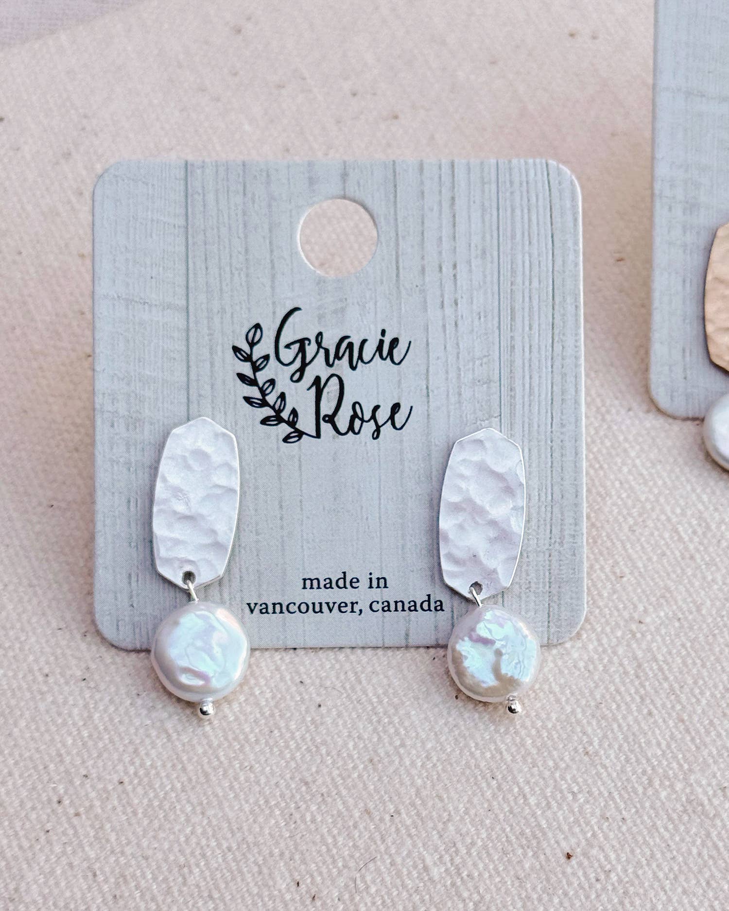 Hammered Stud Coin Pearl Drop Earrings