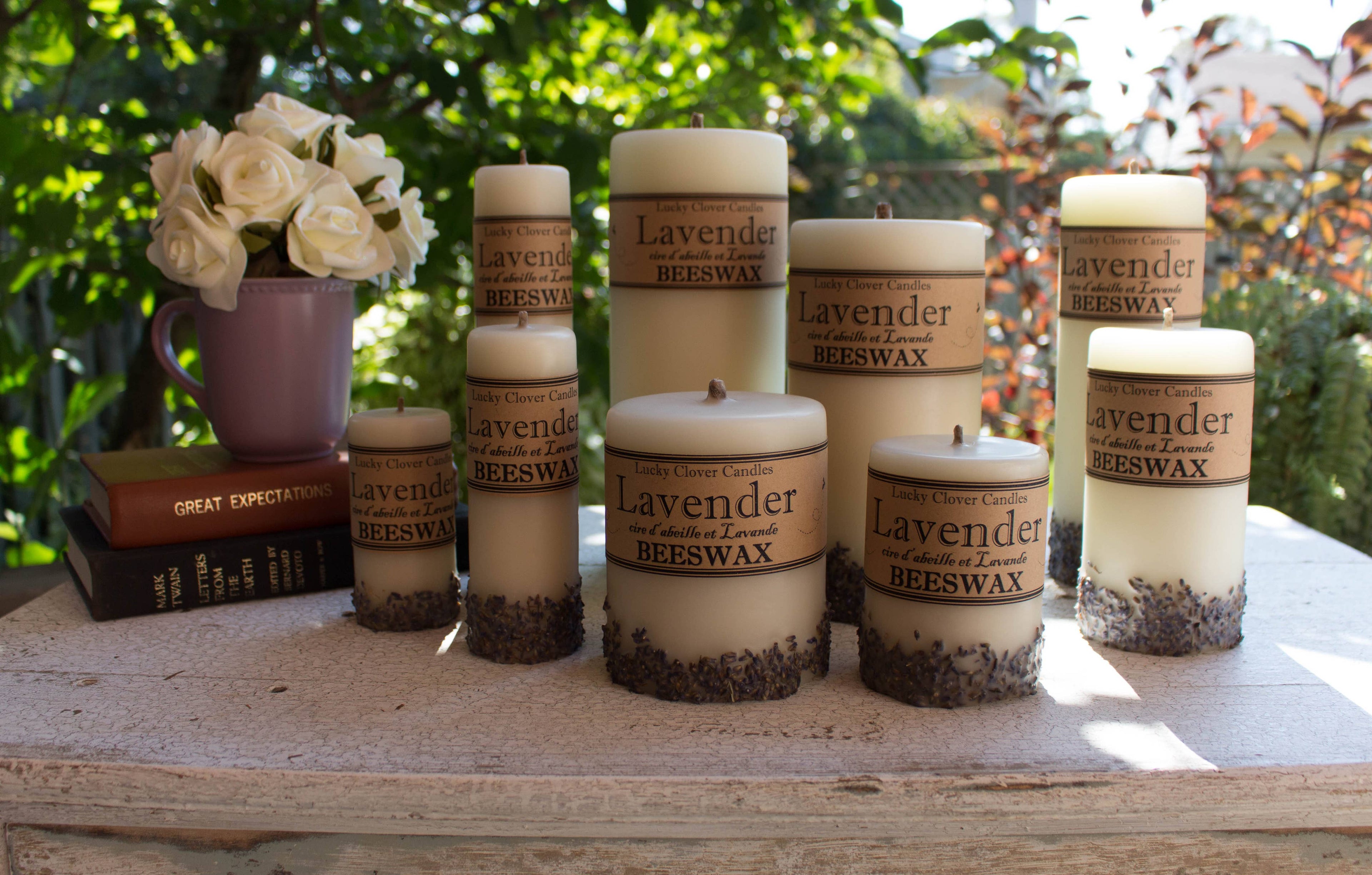 Pure Beeswax and Lavender Pillar Candle
