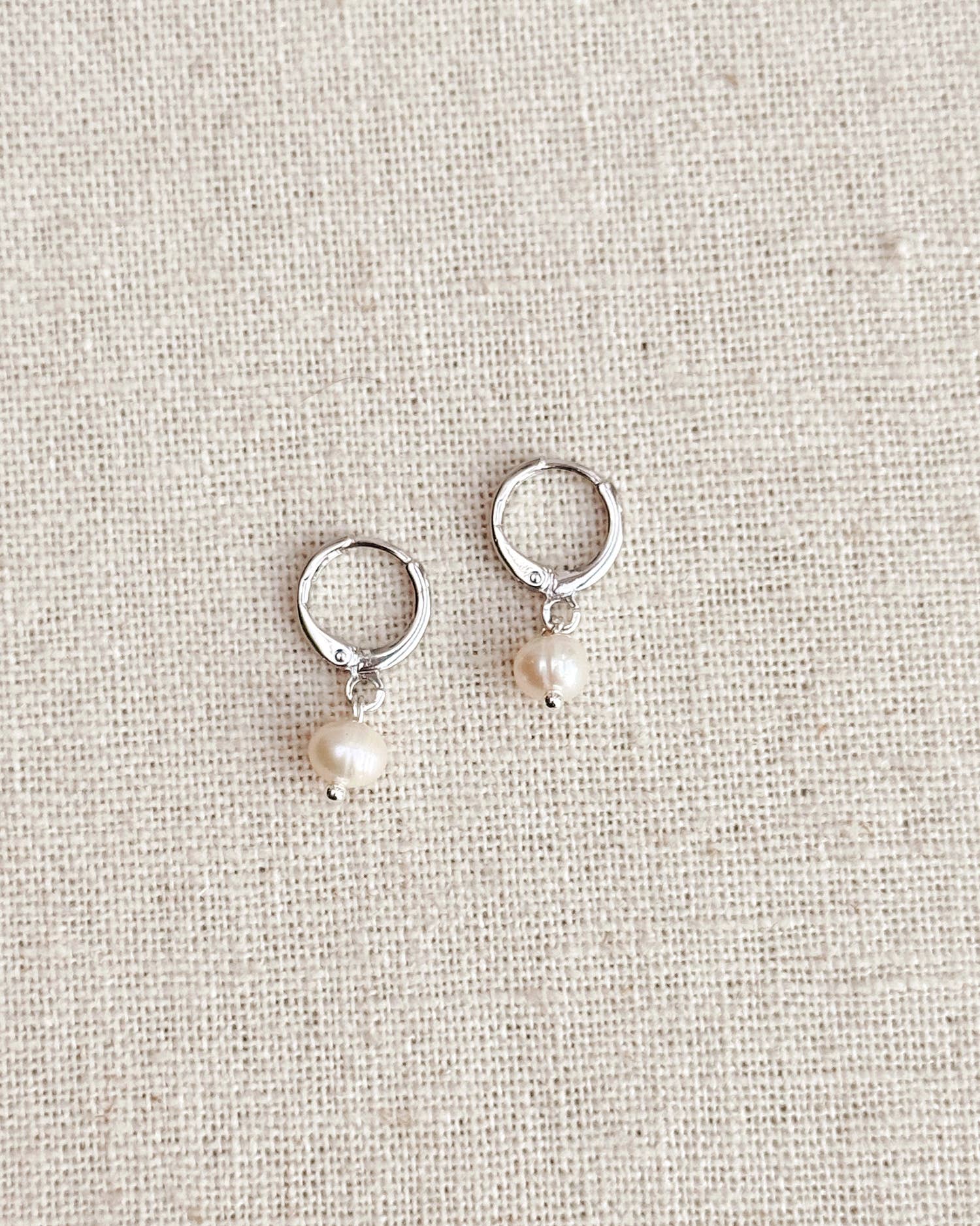 Mini Pearl Huggie Hoop Earrings
