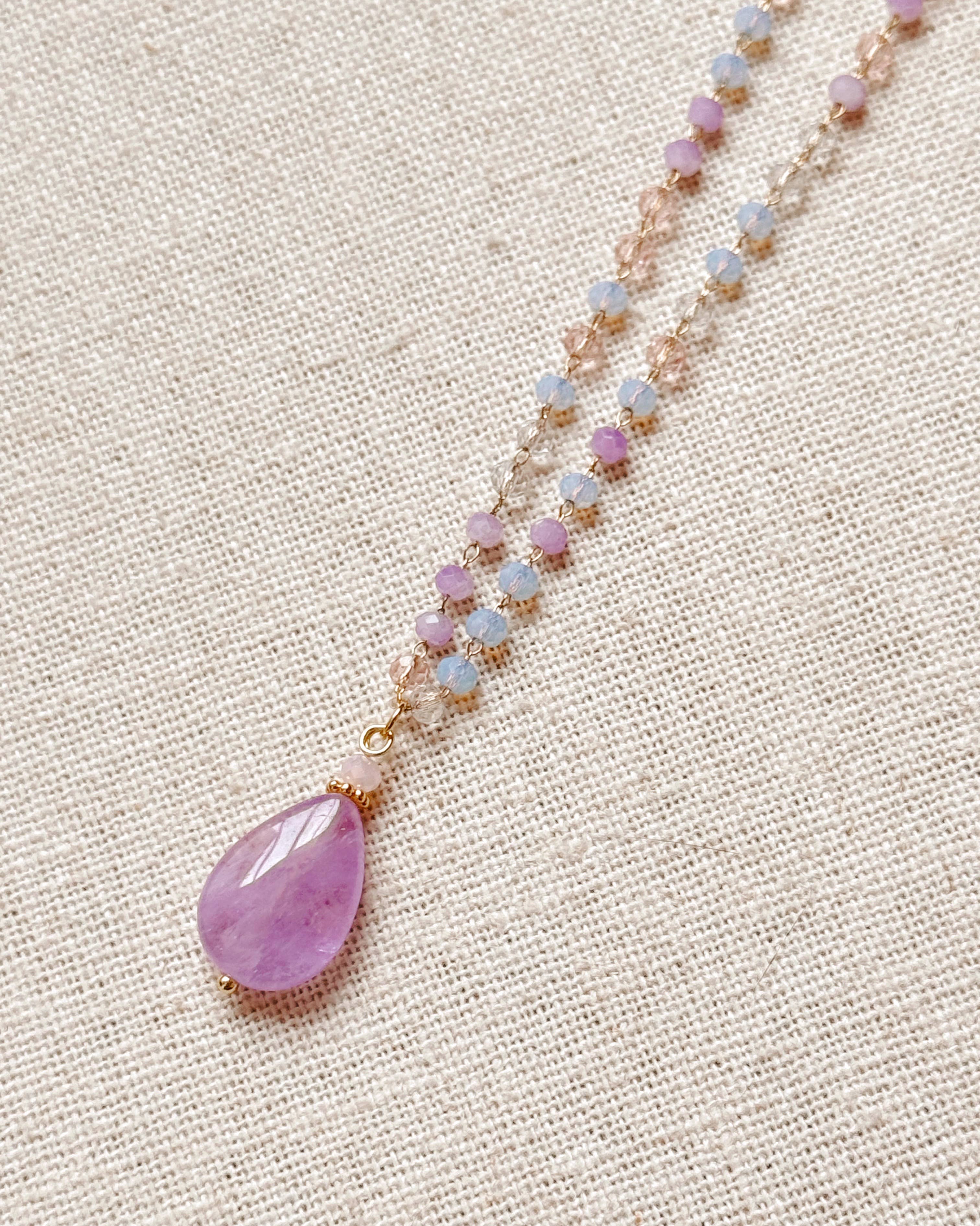 Gold Lilac Amethyst Chain Necklace