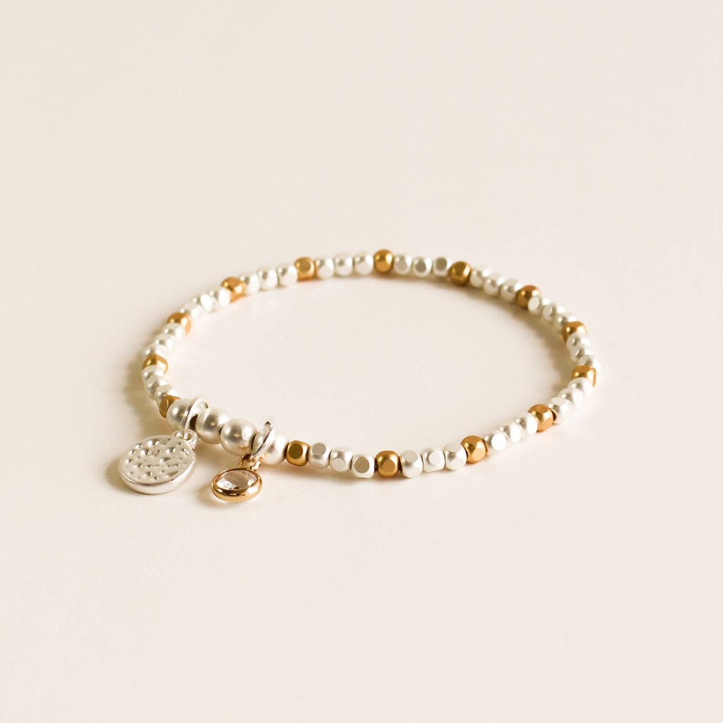 Stretch Bracelet | Hammered Charm, Gold & Silver